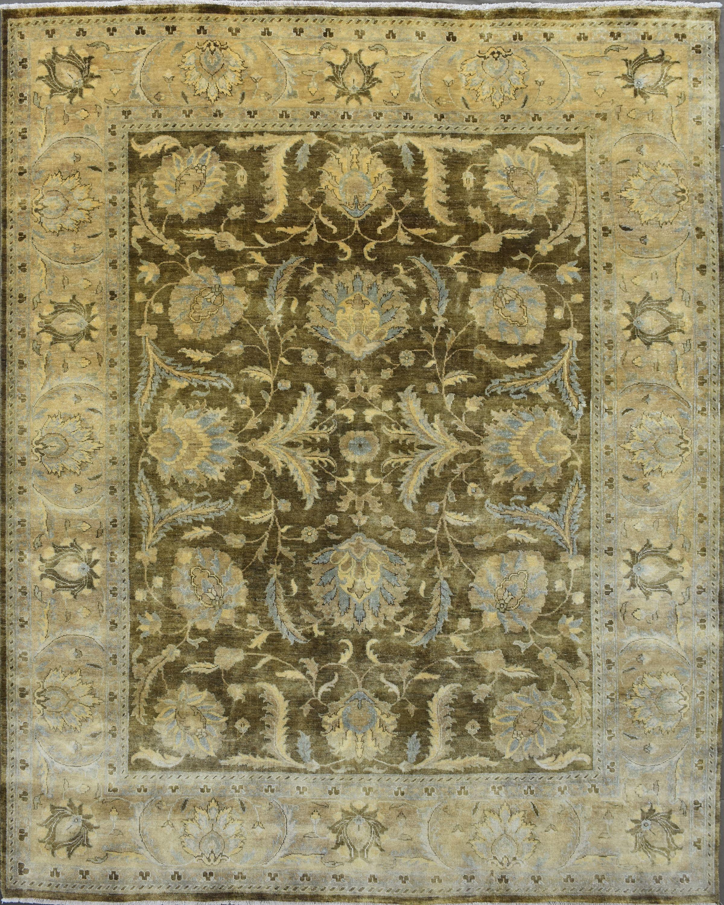 Nice new rug with beautiful Oushak design and nice colors, entirely hand knotted with wool velvet on cotton foundation.
