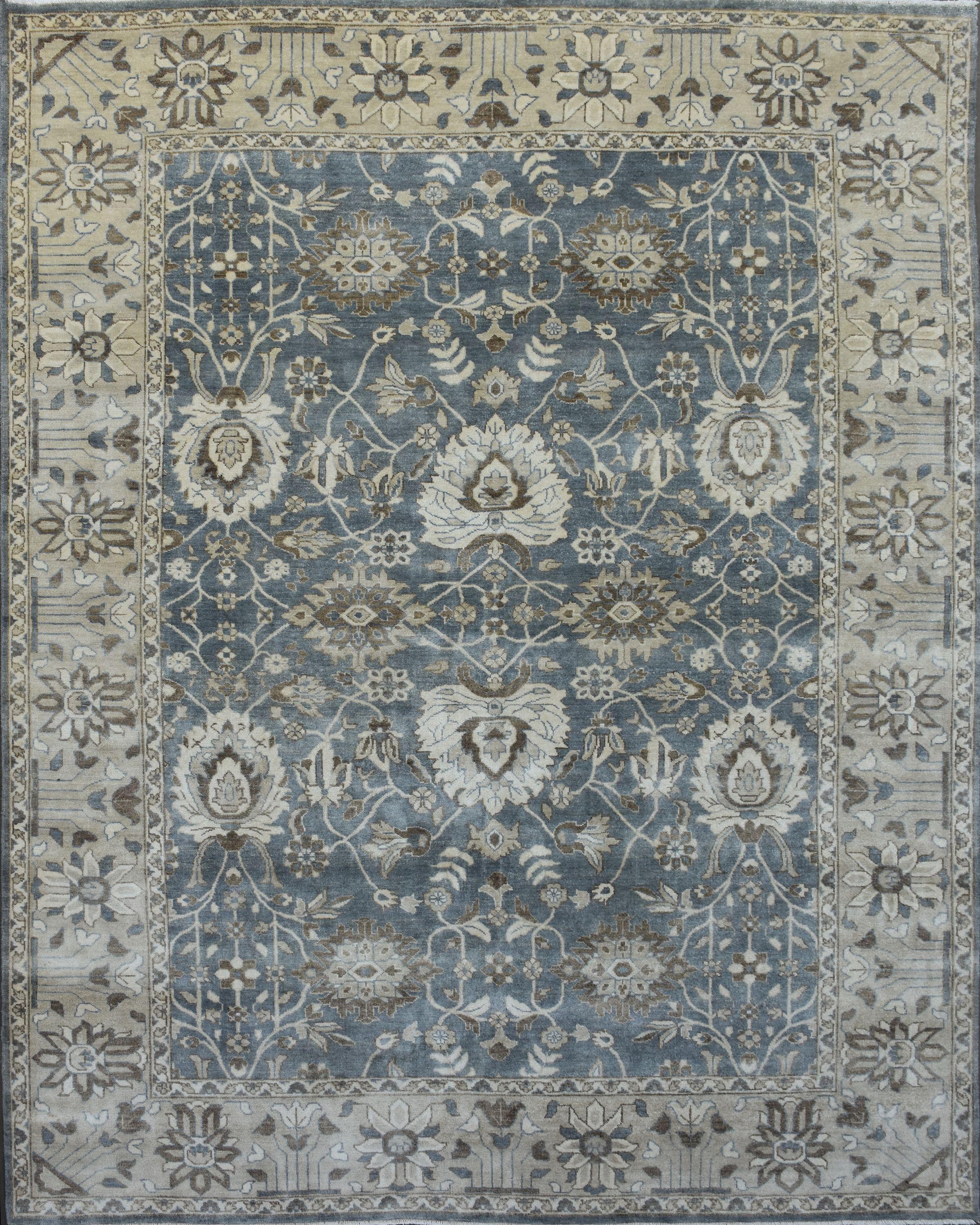Nice new rug with beautiful Oushak design and nice colors, entirely hand knotted with wool velvet on cotton foundation.