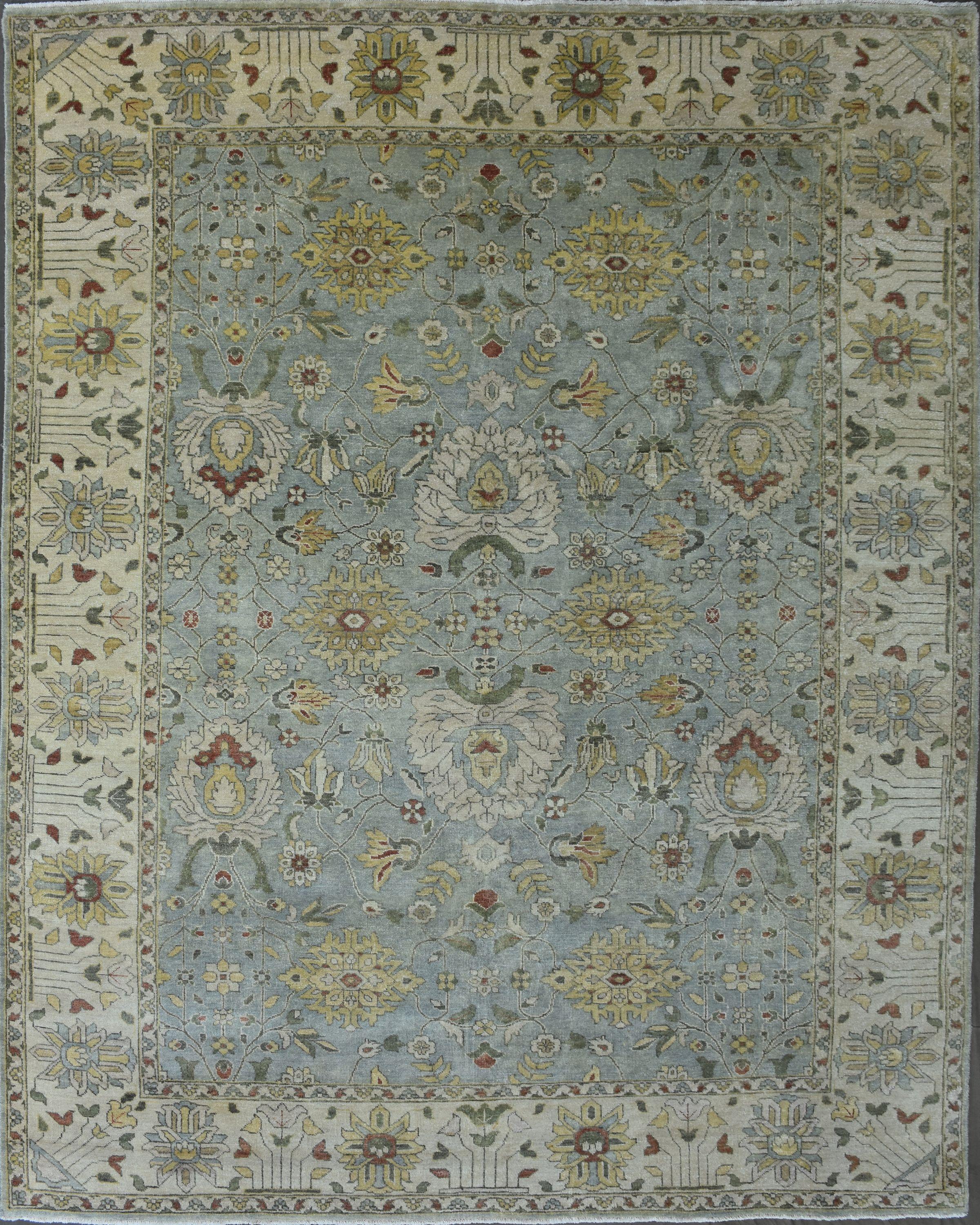 Schöner neuer Teppich mit schönem Oushak-Design und schönen Farben, komplett handgeknüpft mit Wollsamt auf Baumwollbasis.