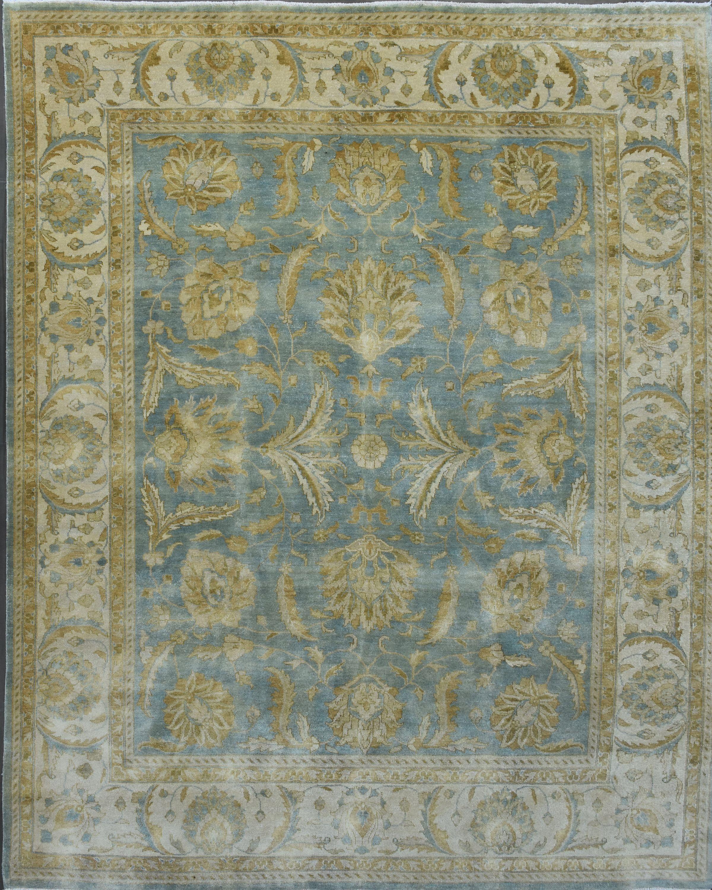 Nice new rug with beautiful Oushak design and nice colors, entirely hand knotted with wool velvet on cotton foundation.