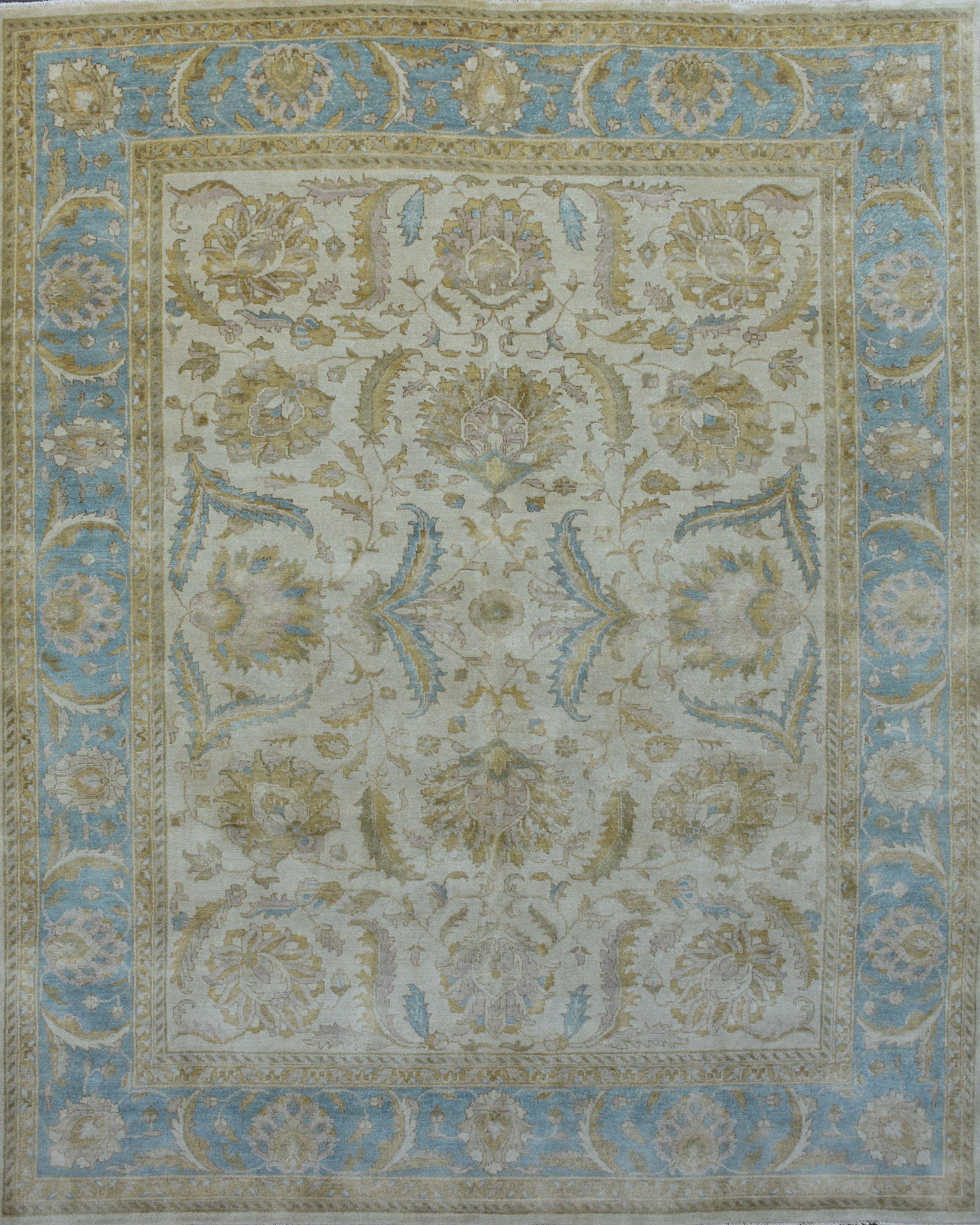 Joli tapis neuf avec un beau design Oushak et de belles couleurs, entièrement noué à la main avec du velours de laine sur une base de coton.