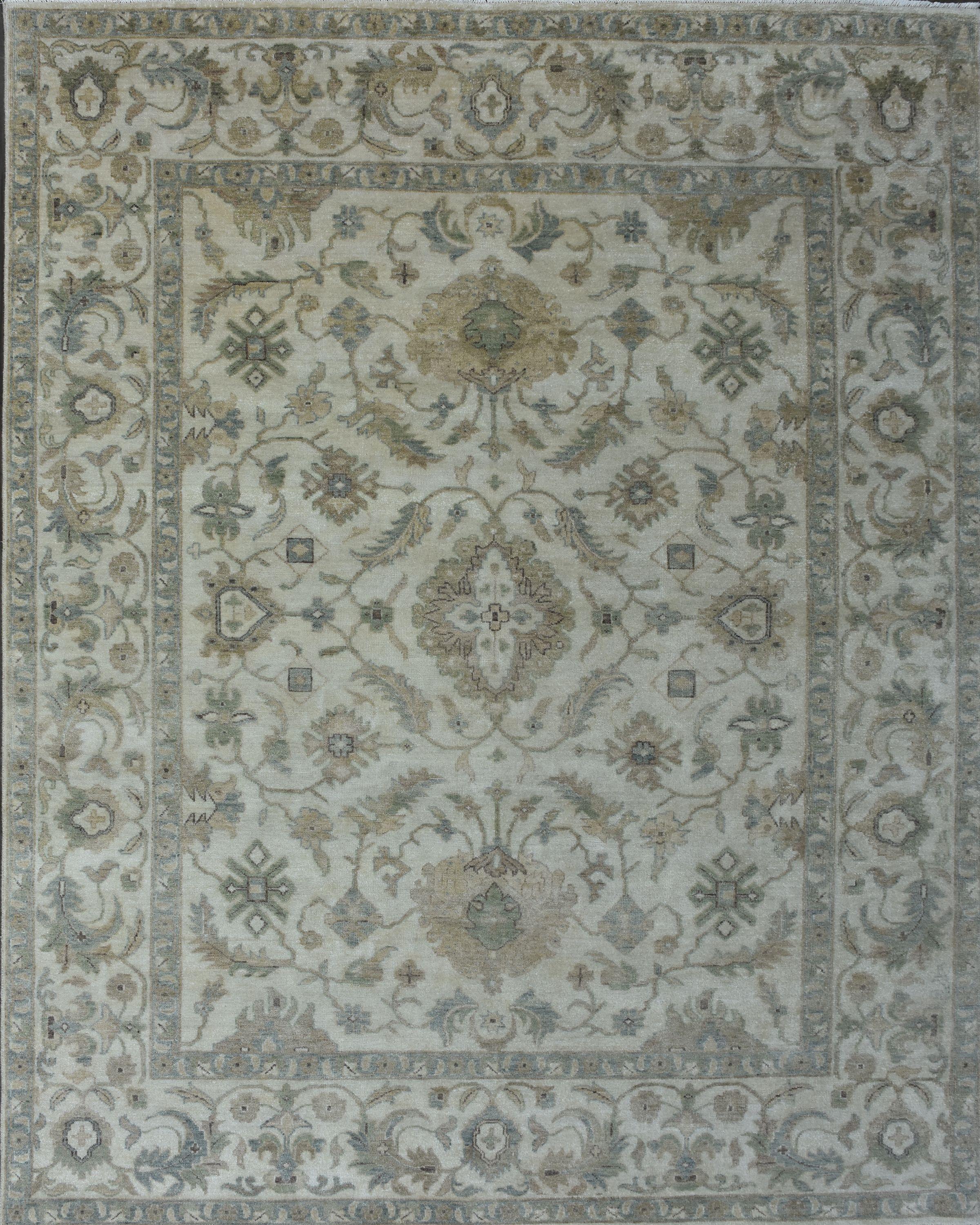 Erstaunlicher neuer indischer Teppich im Oushak-Design (Indisch) im Angebot