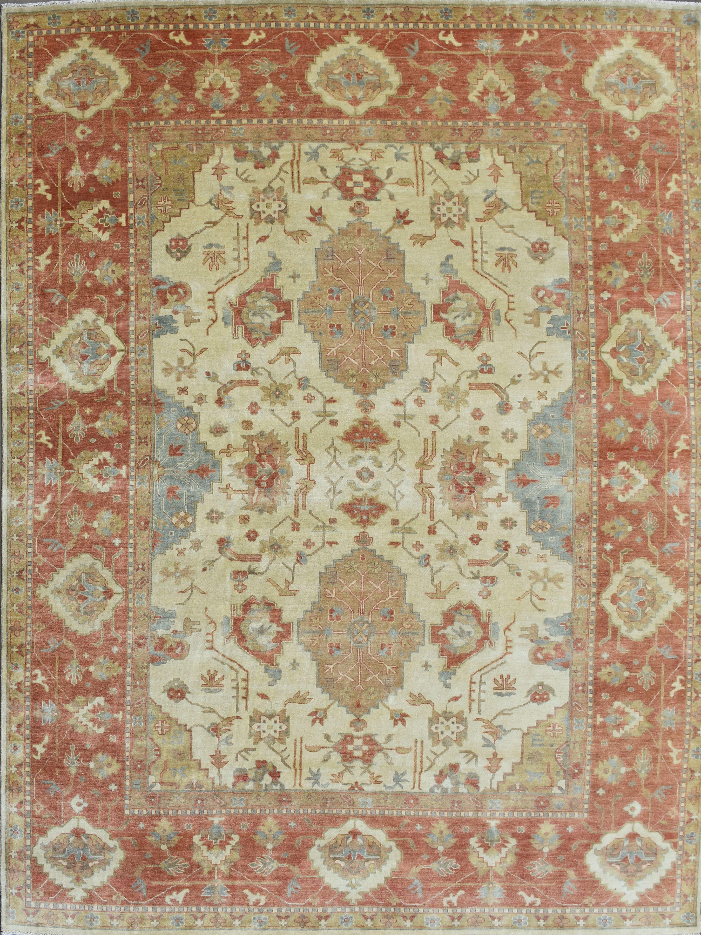 Erstaunlicher neuer indischer Teppich im Oushak-Design (Indisch) im Angebot
