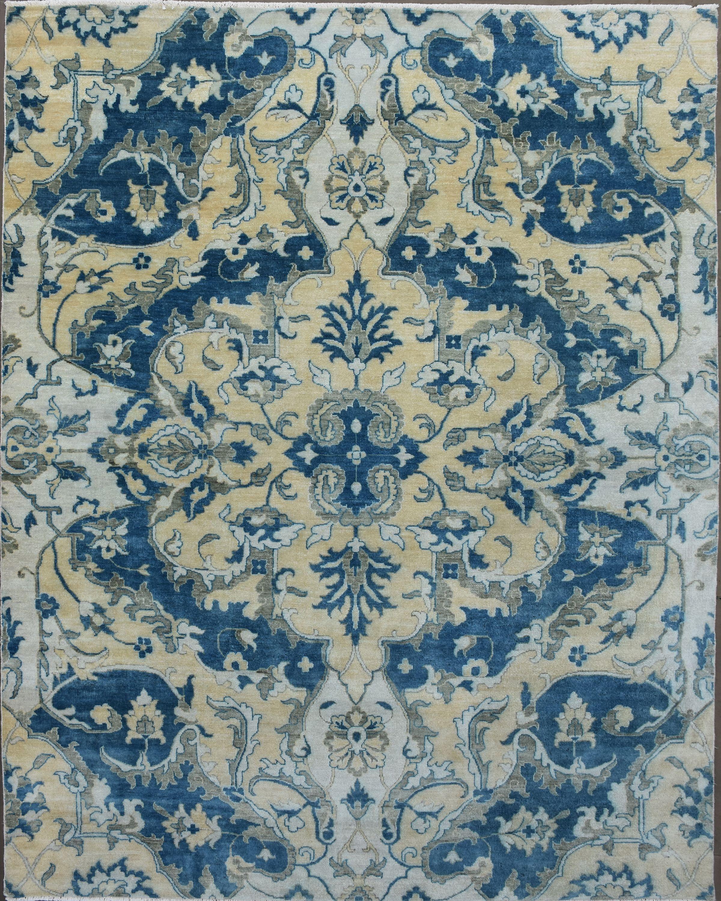 Noué à la main Magnifique nouveau tapis indien Oushak Design en vente