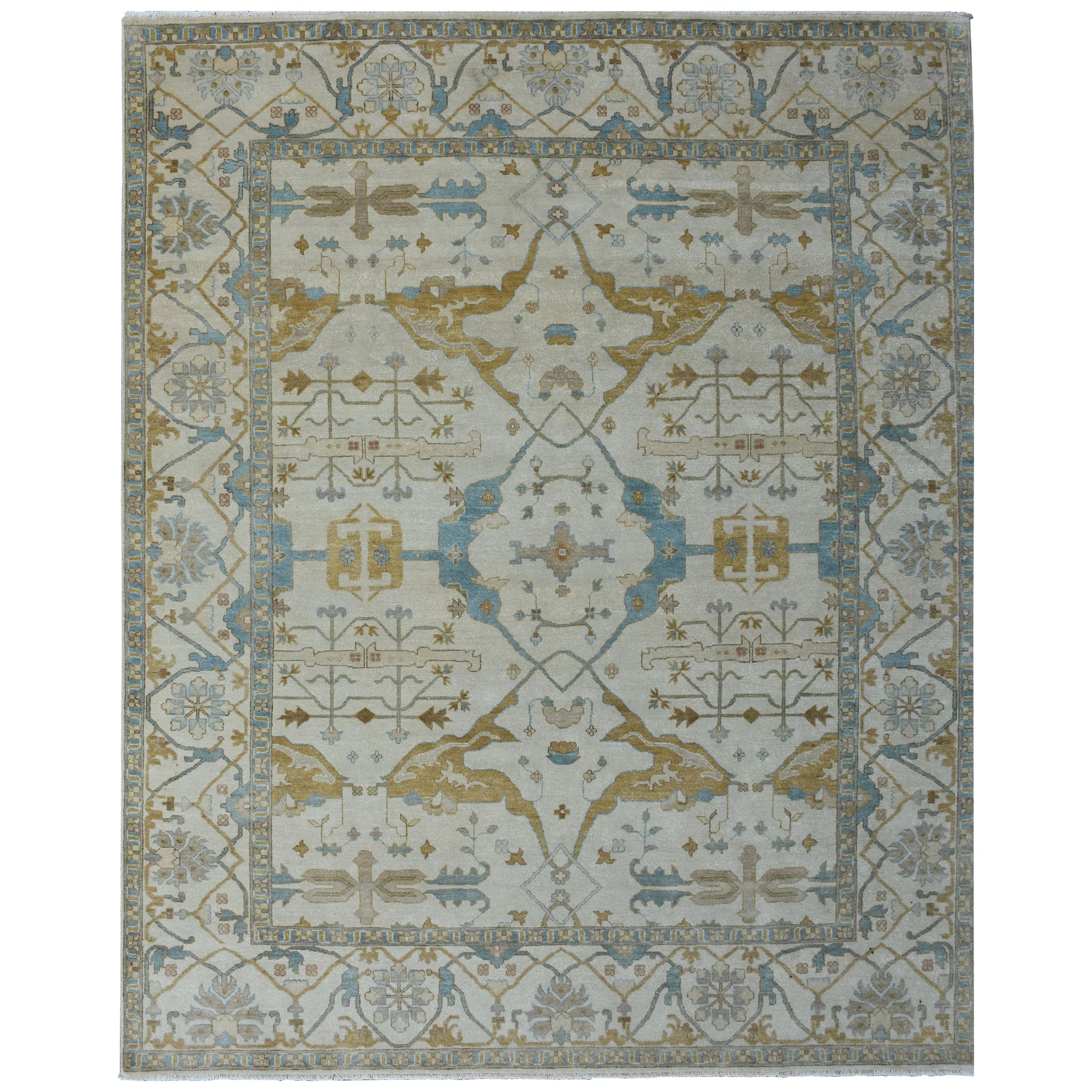 Erstaunlicher neuer indischer Teppich im Oushak-Design