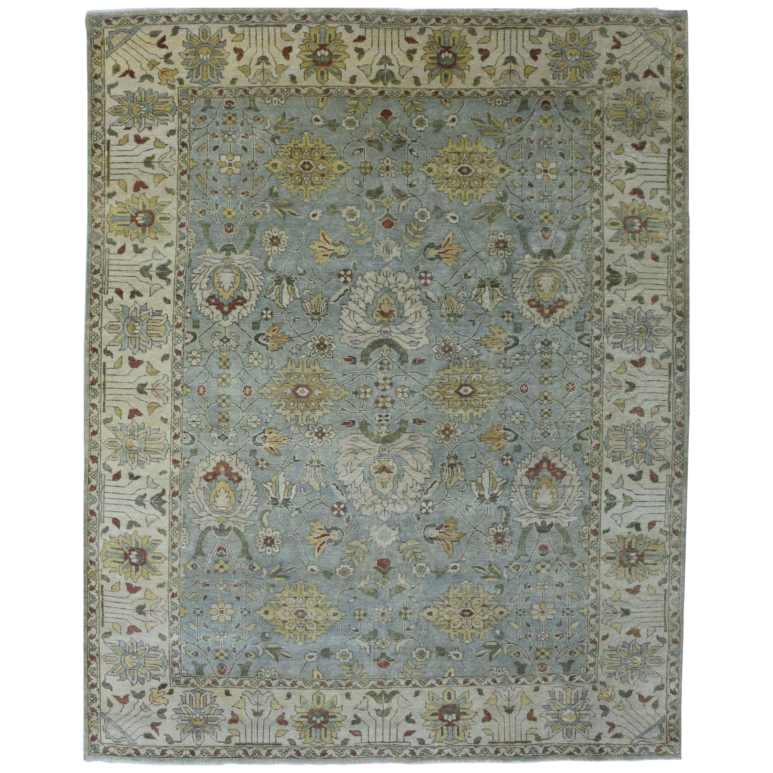 Erstaunlicher neuer indischer Teppich im Oushak-Design im Angebot