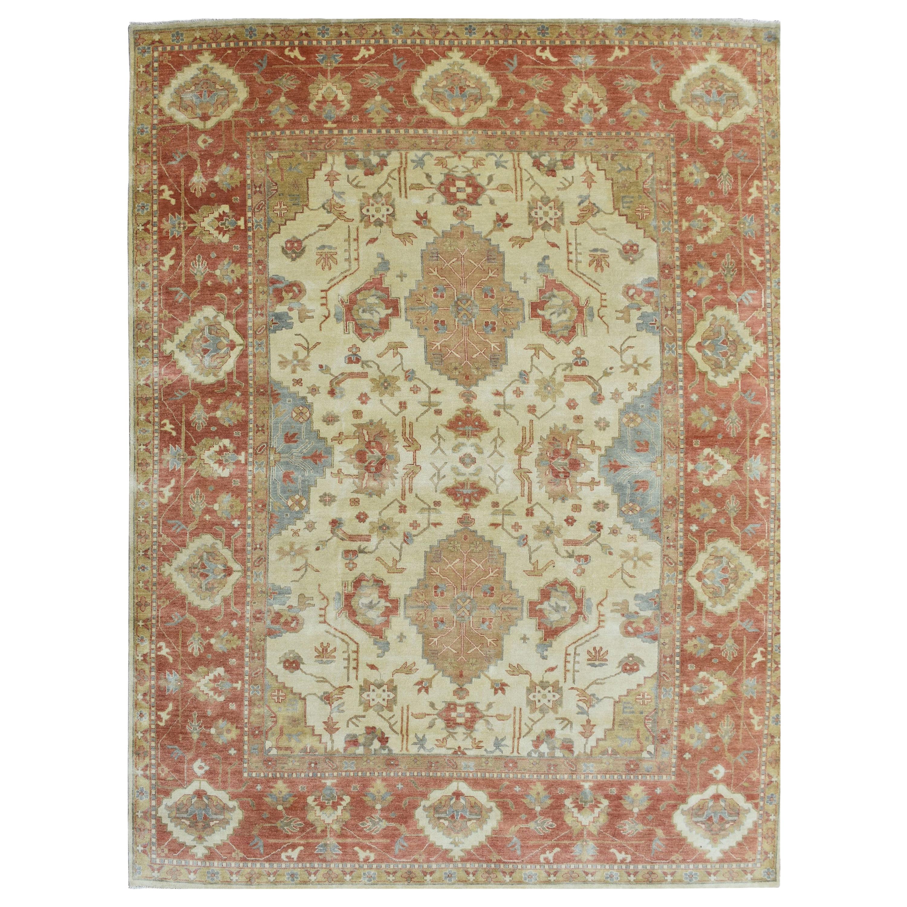 Magnifique nouveau tapis indien Oushak Design