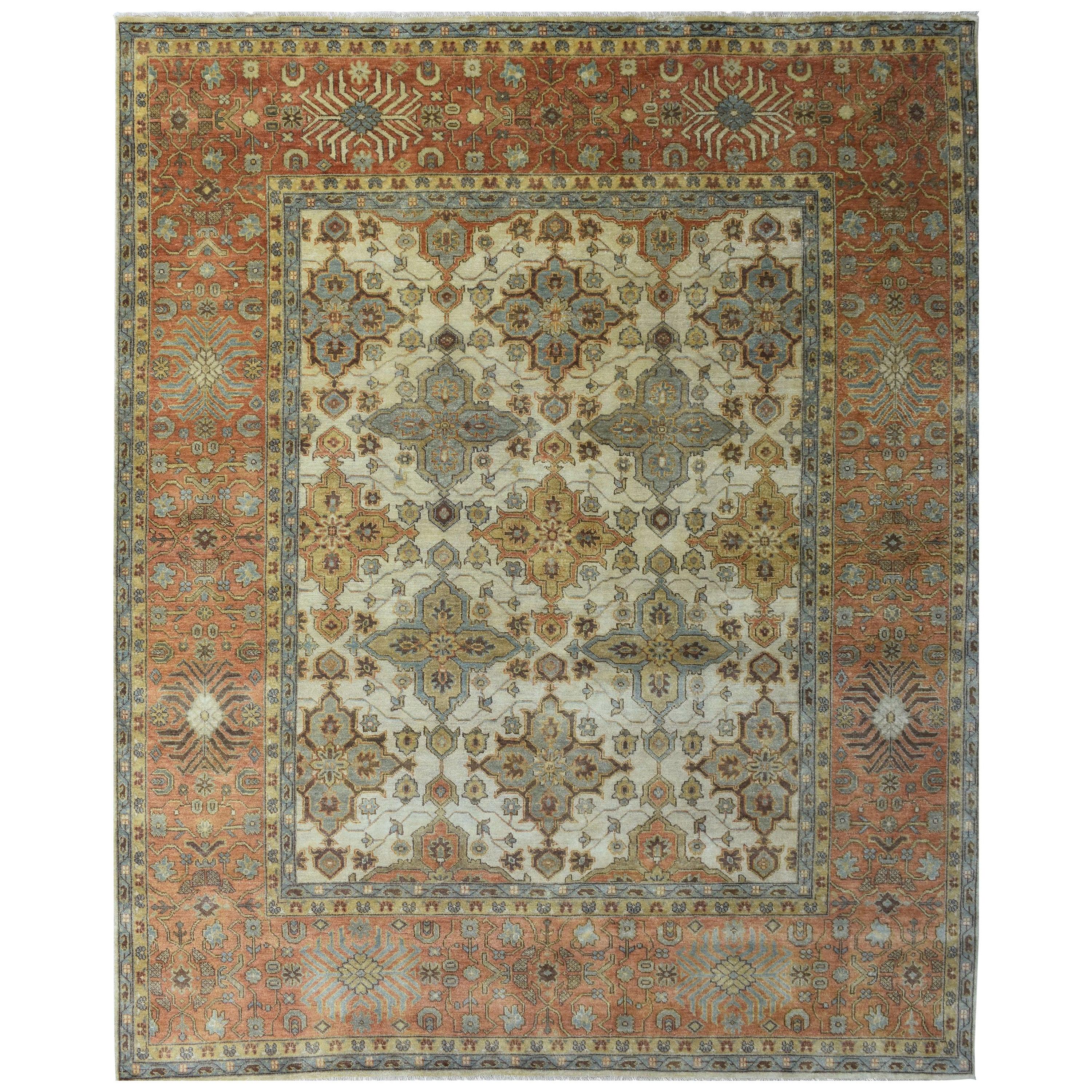 Erstaunlicher neuer indischer Teppich im Oushak-Design im Angebot