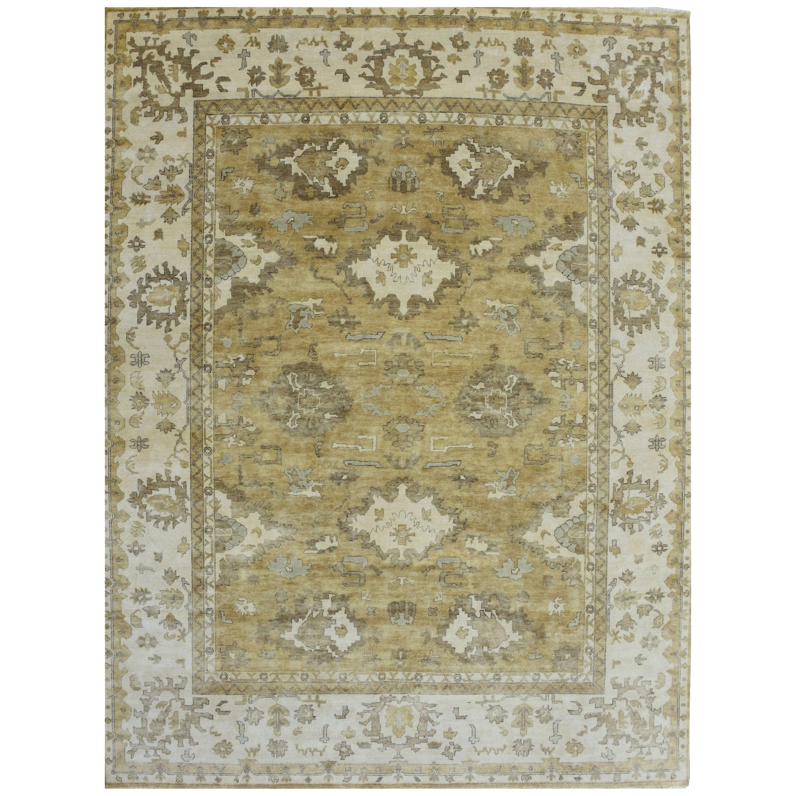 Maravillosa alfombra india de nuevo diseño Oushak en venta