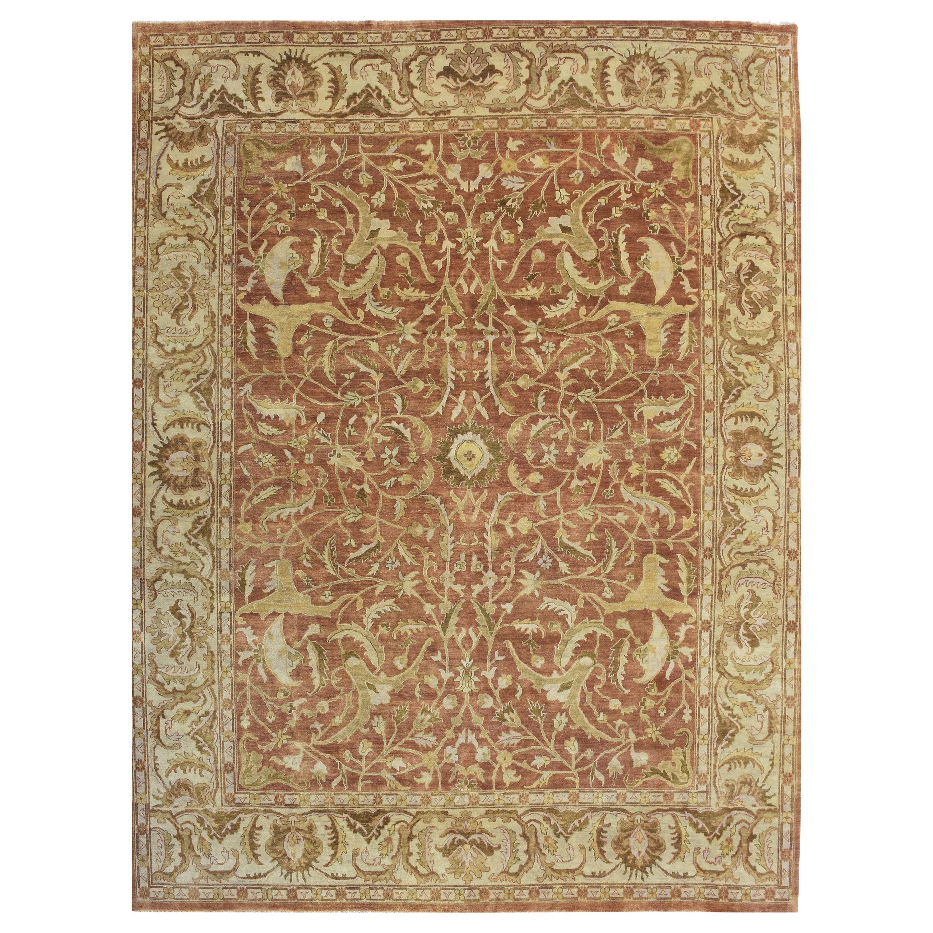 Wunderschöner neuer indischer Teppich im Oushak-Design im Angebot