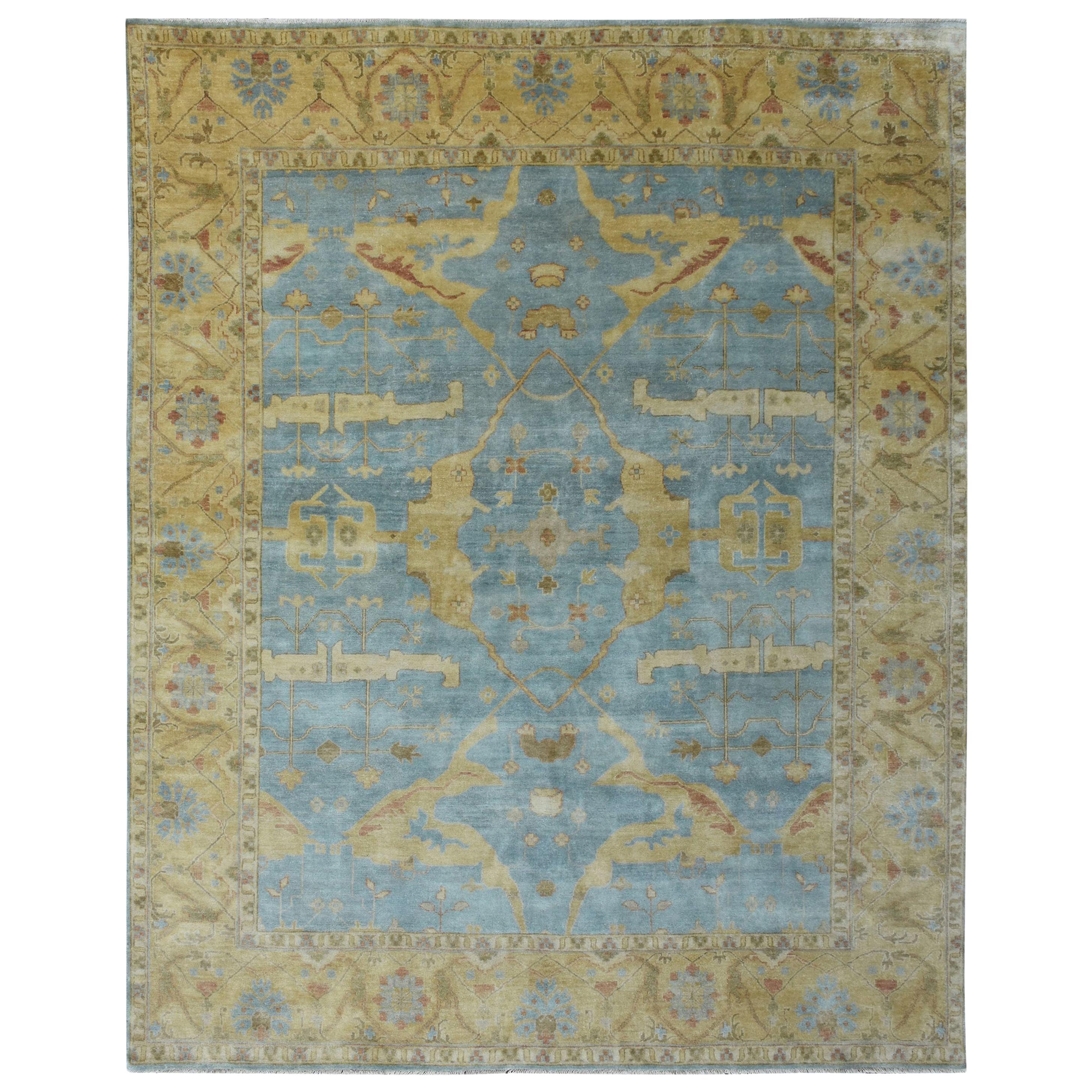 Maravillosa alfombra india de nuevo diseño Oushak en venta