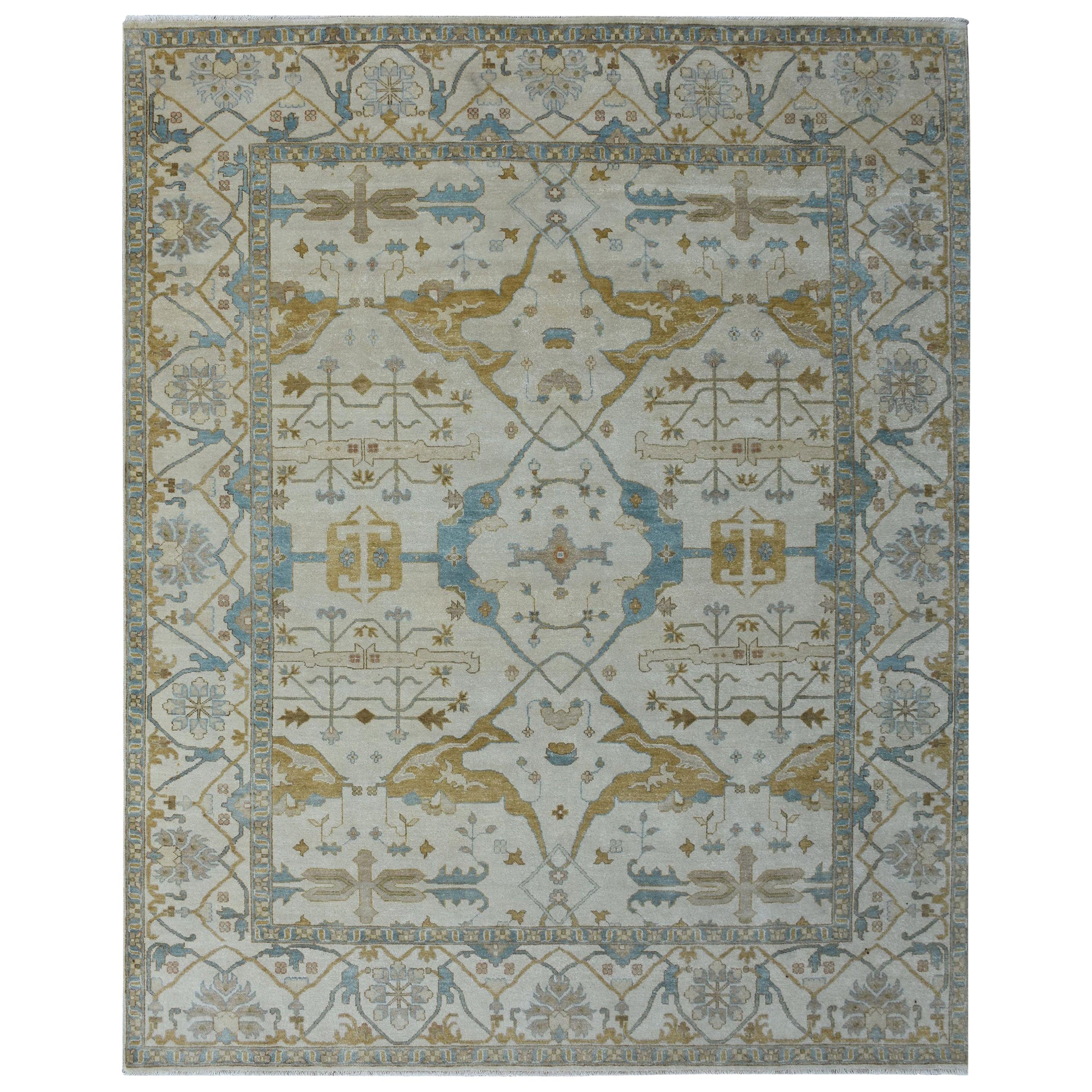 Erstaunlicher neuer indischer Teppich im Oushak-Design