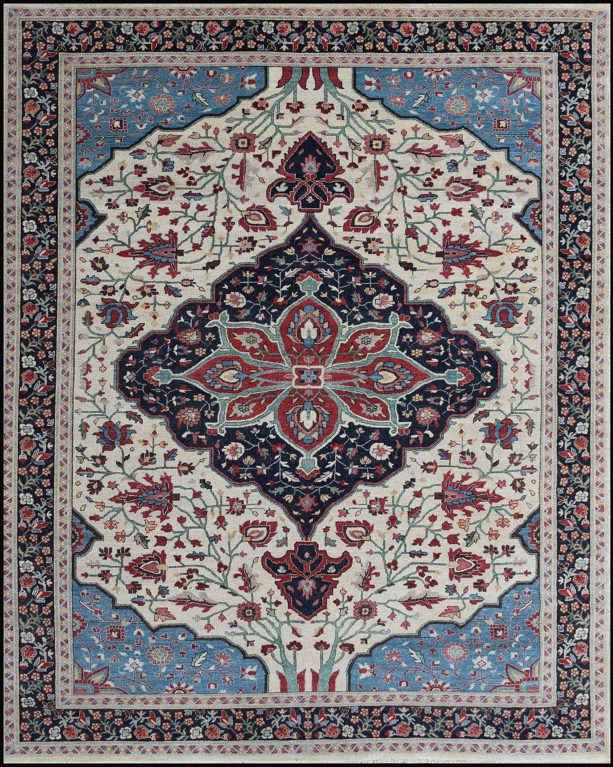 Schöner neuer feiner indischer Teppich im persischen Design (Heriz Serapi) im Angebot