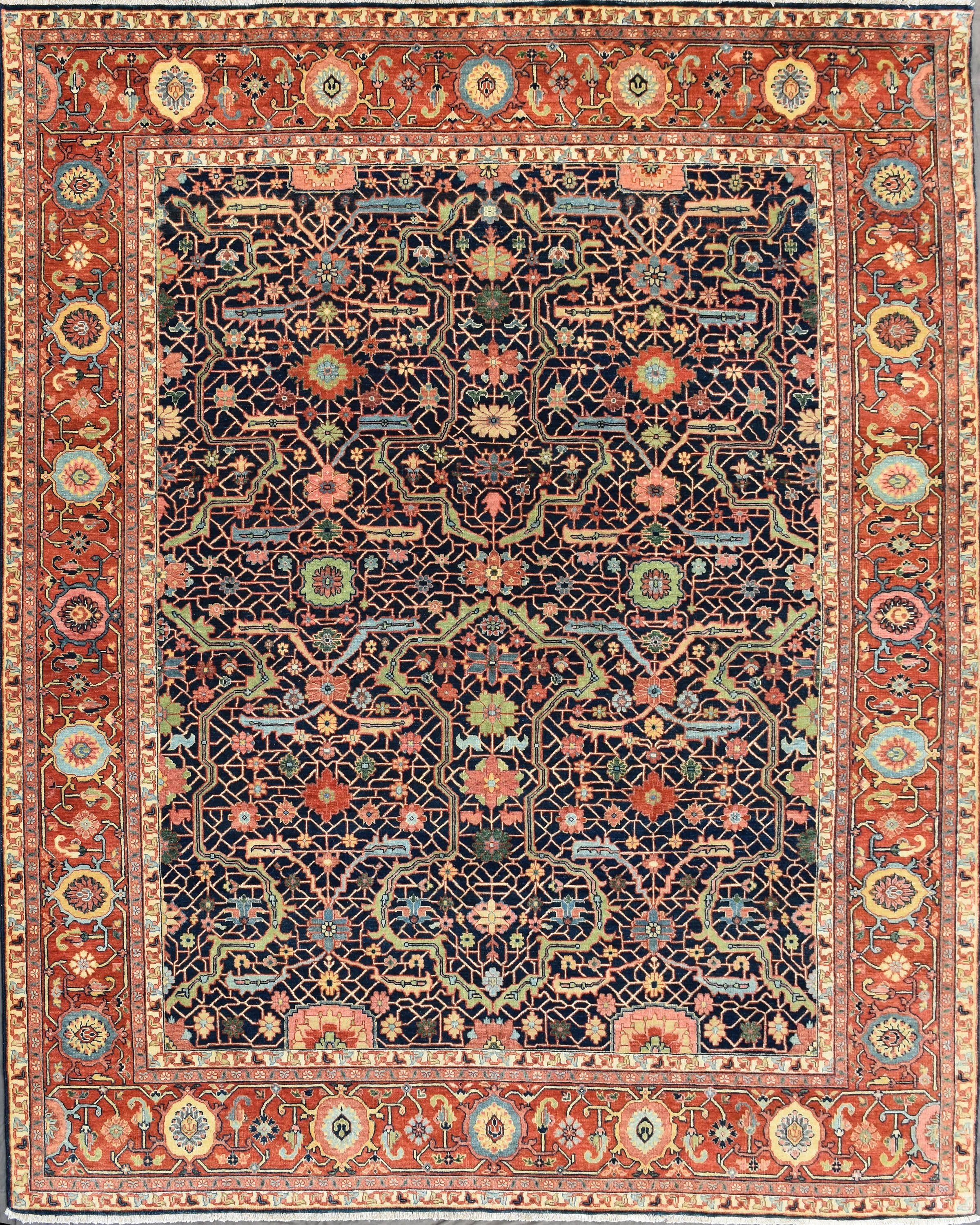 Nice new rug with beautiful Persian design and nice colors, entirely hand knotted with wool and silk velvet on cotton foundation.