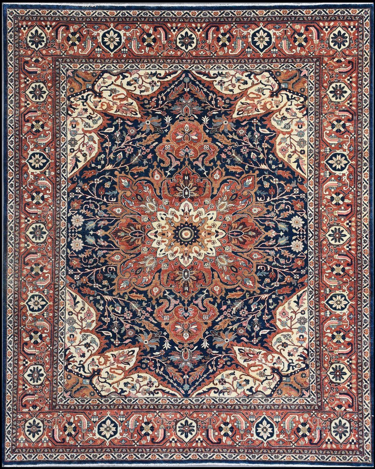 Nice new rug with beautiful Persian design and nice colors, entirely hand knotted with wool and silk velvet on cotton foundation.