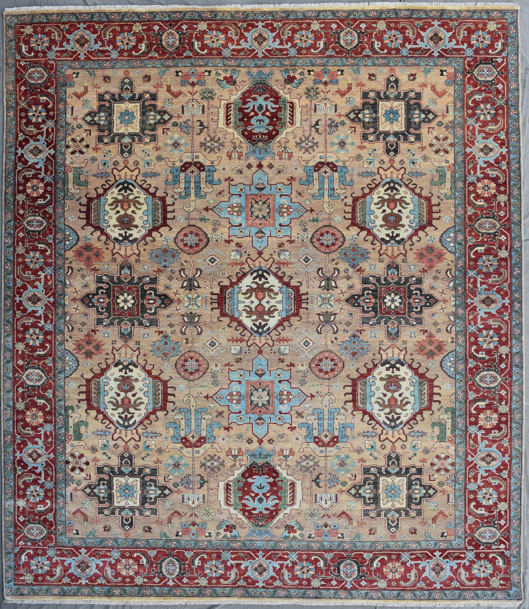 Nice new rug with beautiful Persian design and nice colors, entirely hand knotted with wool and silk velvet on cotton foundation.