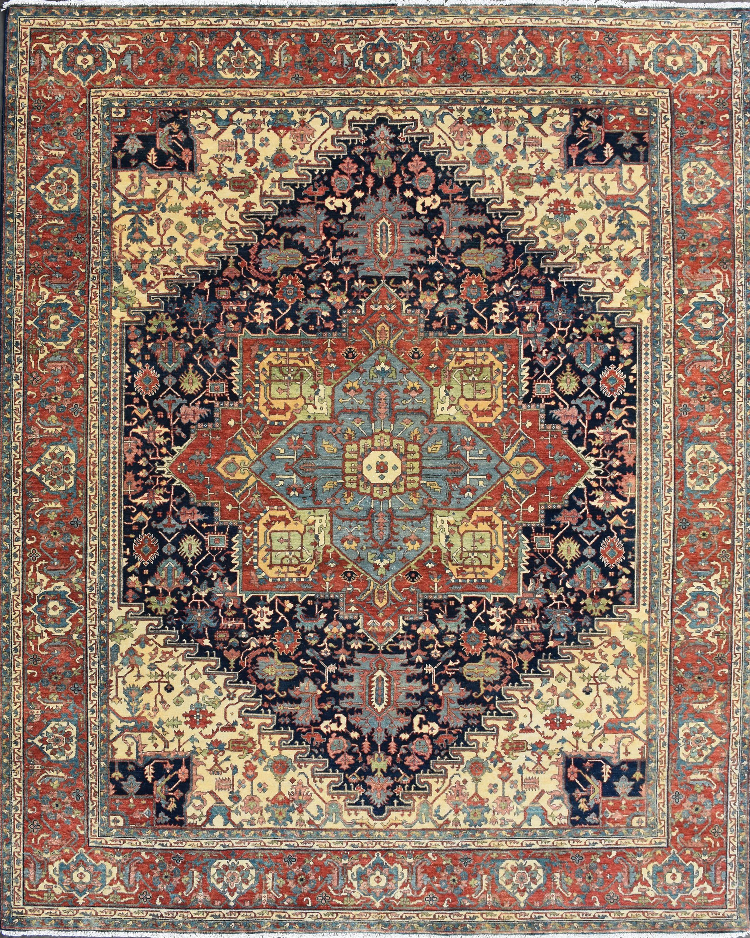 Maravillosa alfombra fina india de nuevo diseño persa Heriz Serapi en venta