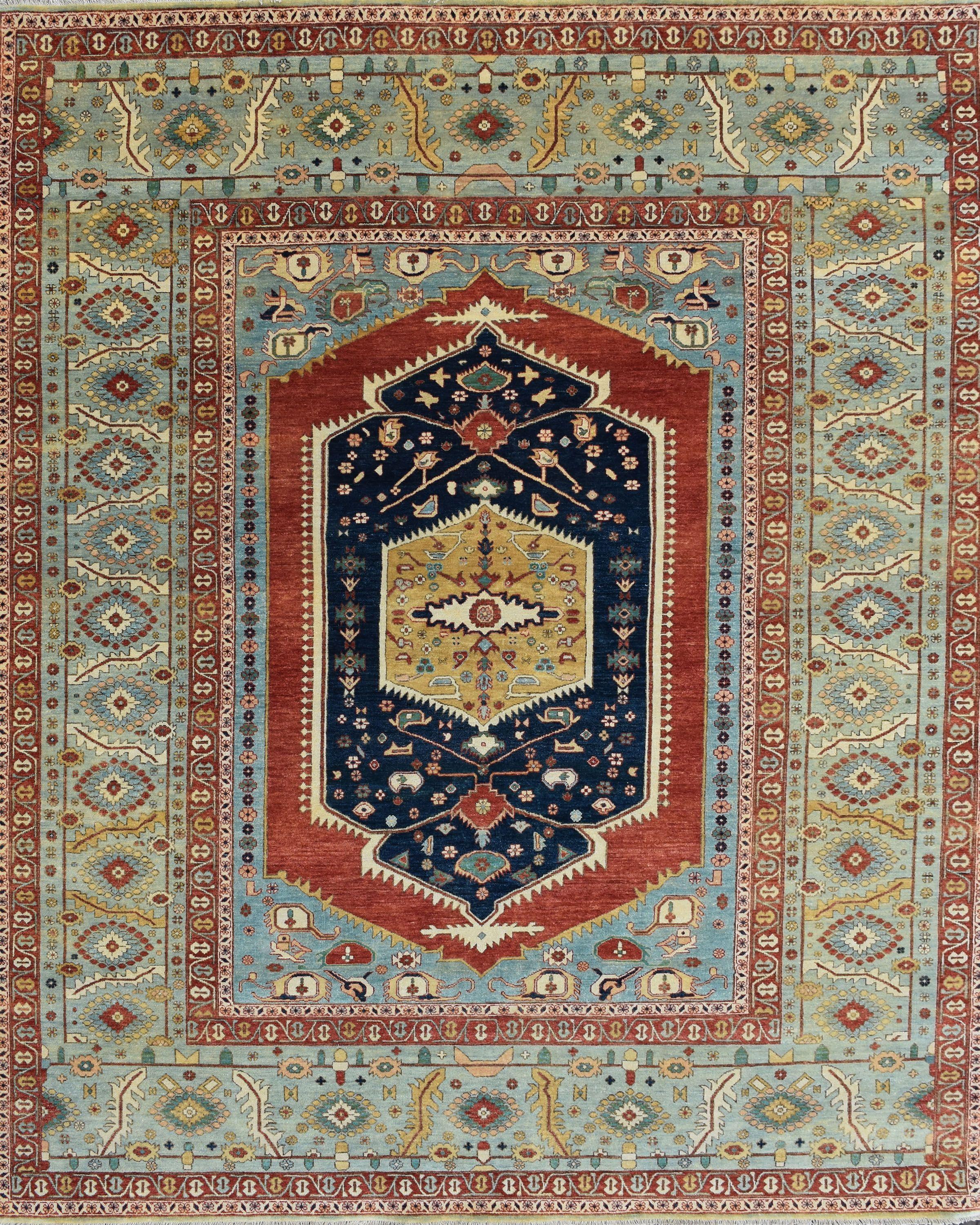 Nice new rug with beautiful Persian design and nice colors, entirely hand knotted with wool velvet on cotton foundation.