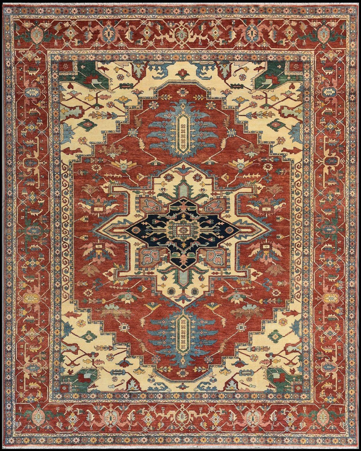 Wunderschöner neuer indischer Teppich im persischen Design (Heriz Serapi) im Angebot