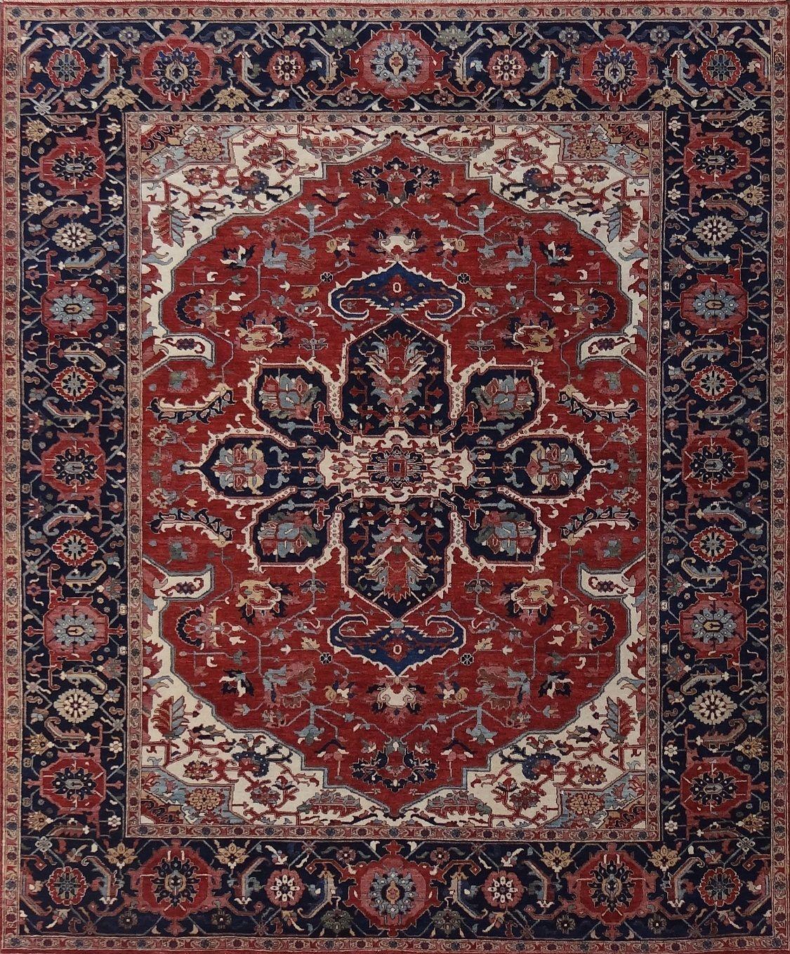 Wunderschöner neuer persischer Heriz Design indischer feiner Teppich (Heriz Serapi) im Angebot