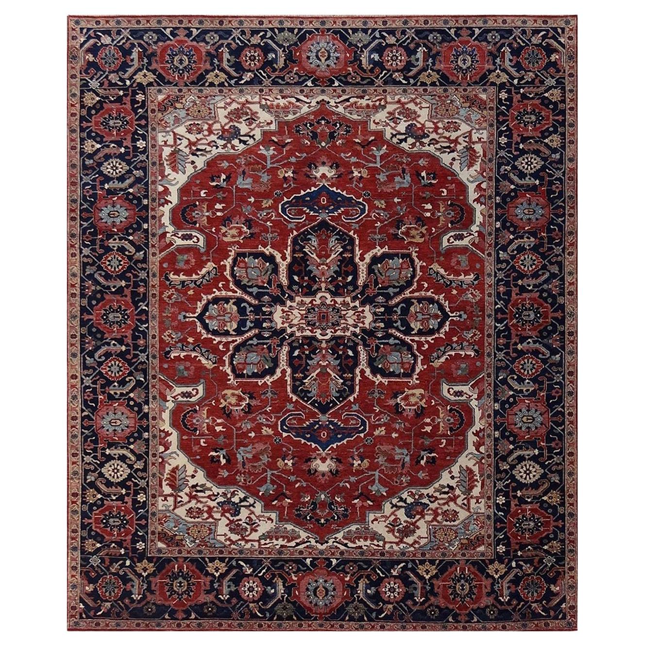 Wunderschöner neuer persischer Heriz Design indischer feiner Teppich im Angebot