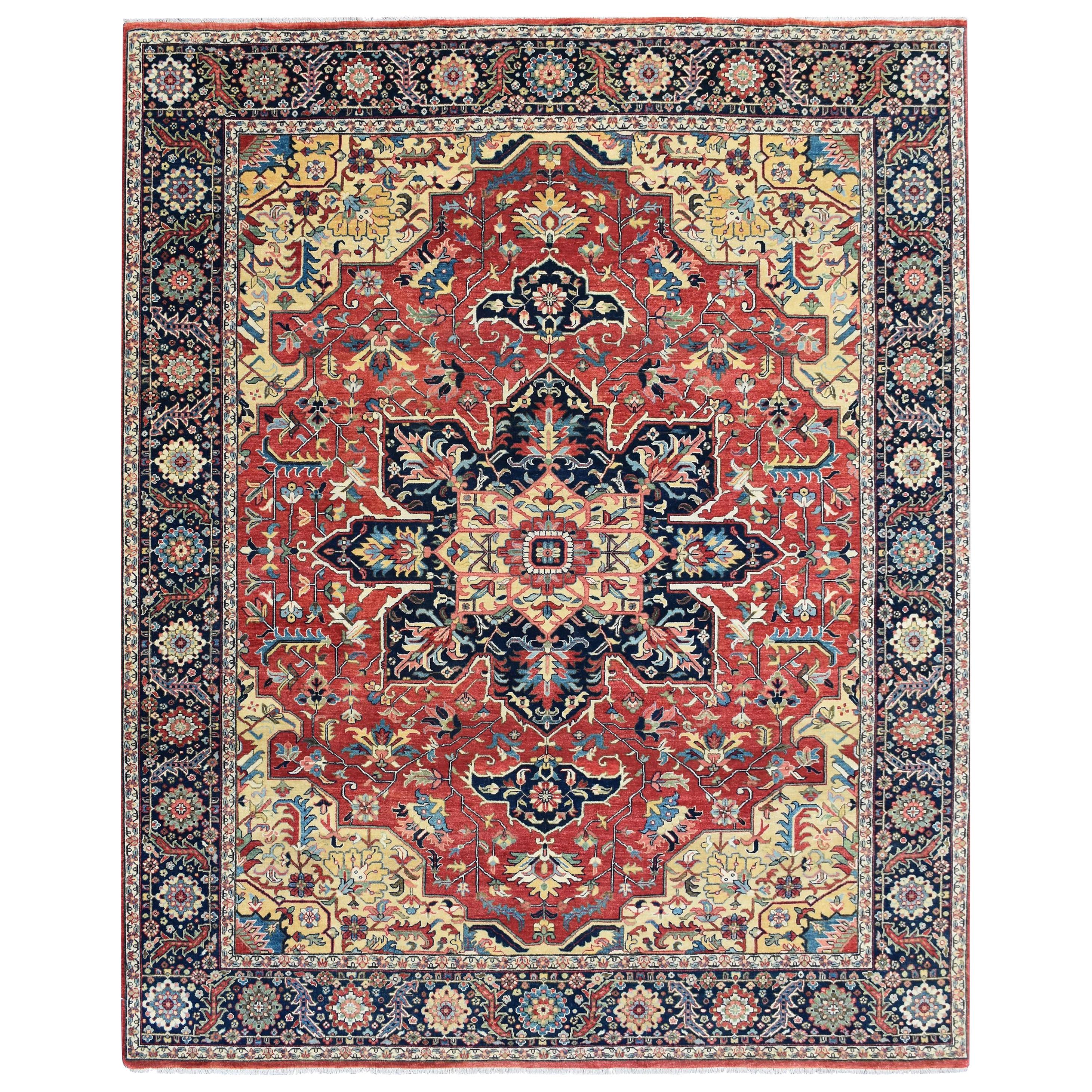 Wunderschöner neuer indischer Teppich im Heriz-Design aus Persien im Angebot