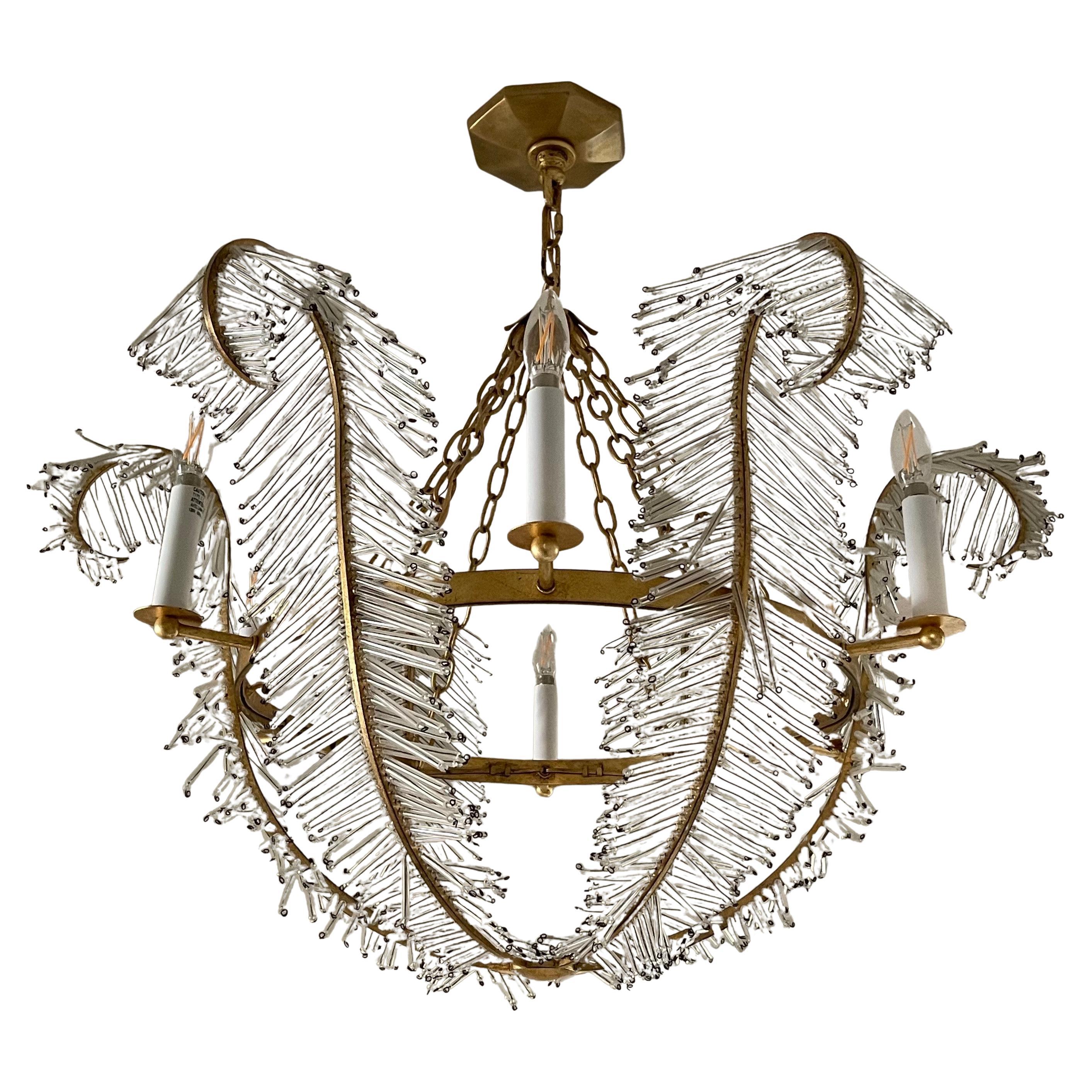 Wunderschöne Niermann Weeks Calais große Gold vergoldet Kristall Palm Fixture Kronleuchter