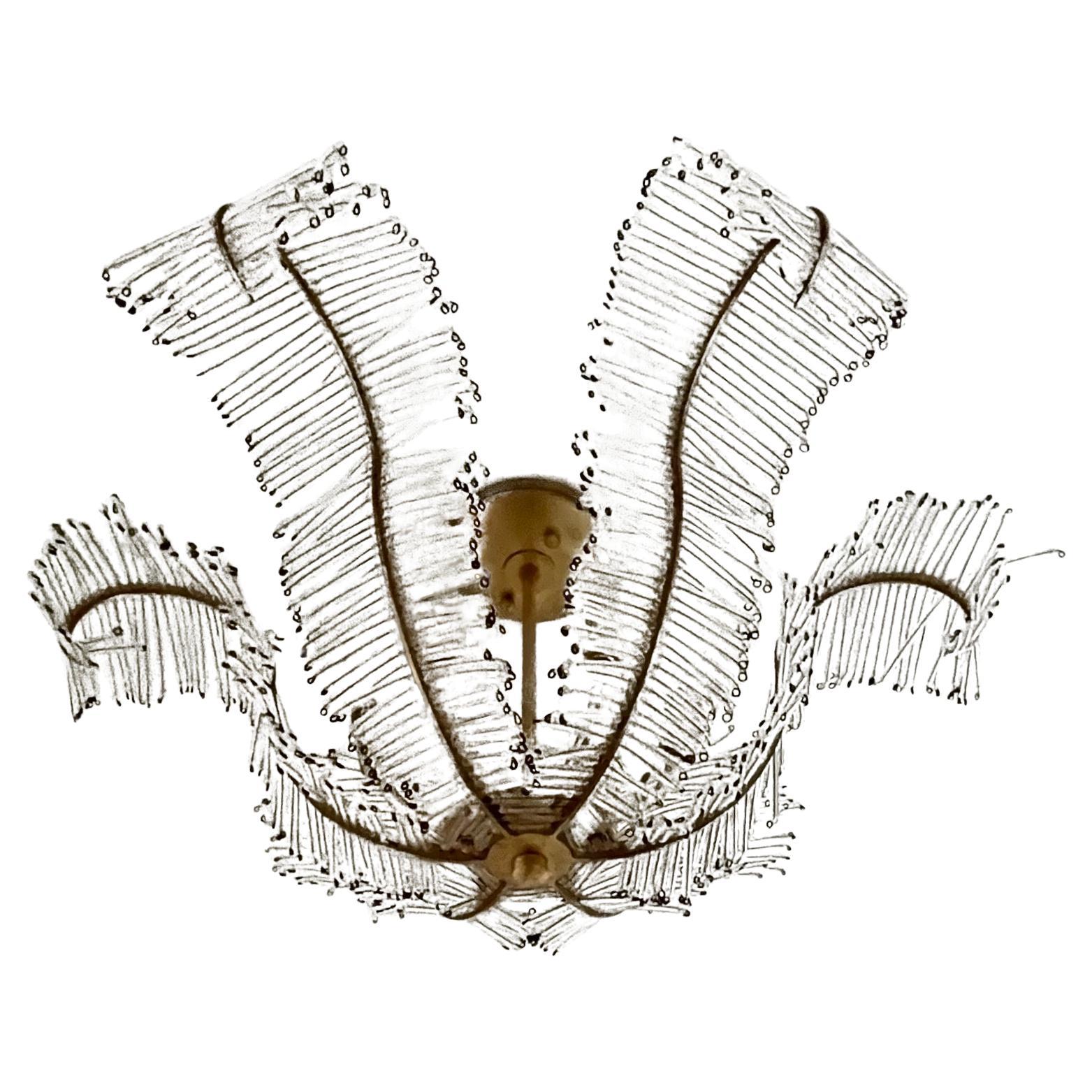 Wunderschöne Niermann Weeks Calais Large Semi-Flush Gold Vergoldet Kristall Palm Fixture im Angebot