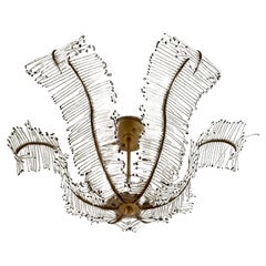 Wonderful Niermann Weeks Calais Large Semi-Flush Gold Gilt Crystal Palm Fixture