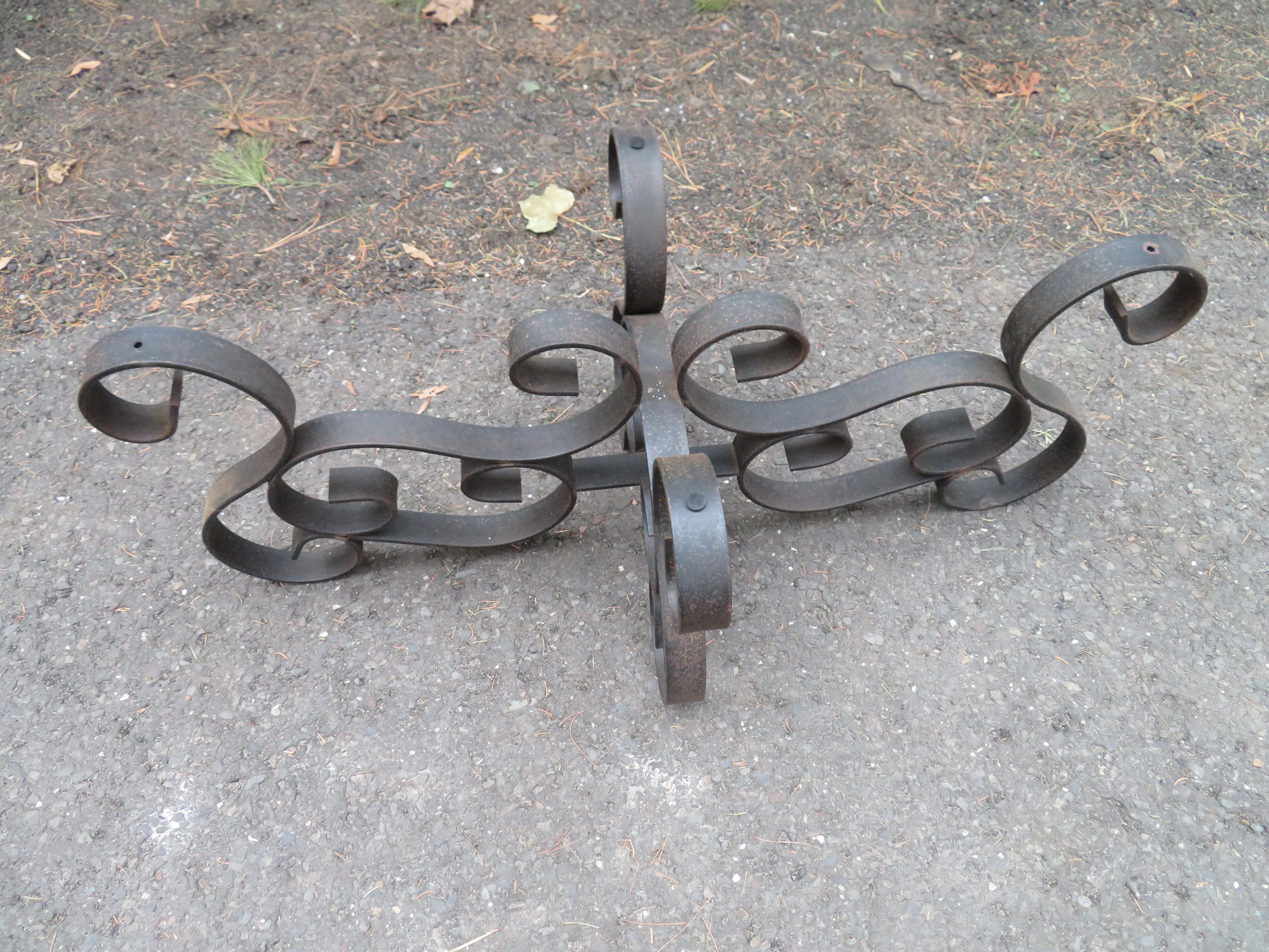 Wonderful Oblong Wrought Iron Scroll Coffee Table Mid-Century Modern For Sale 1