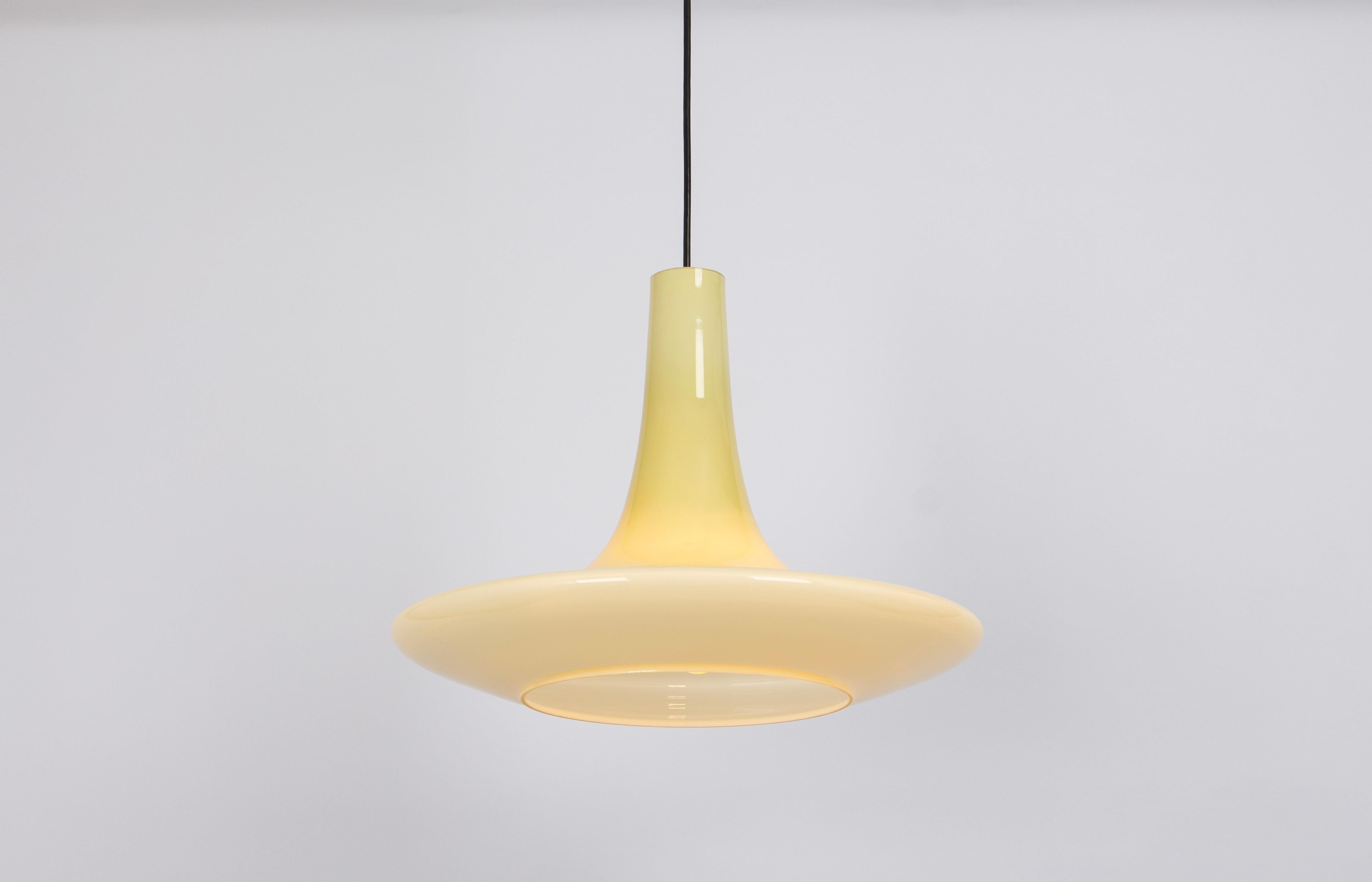 Wonderful Opal Glass Pendant Light, Peill & Putzler, Germany, 1970s For Sale 5