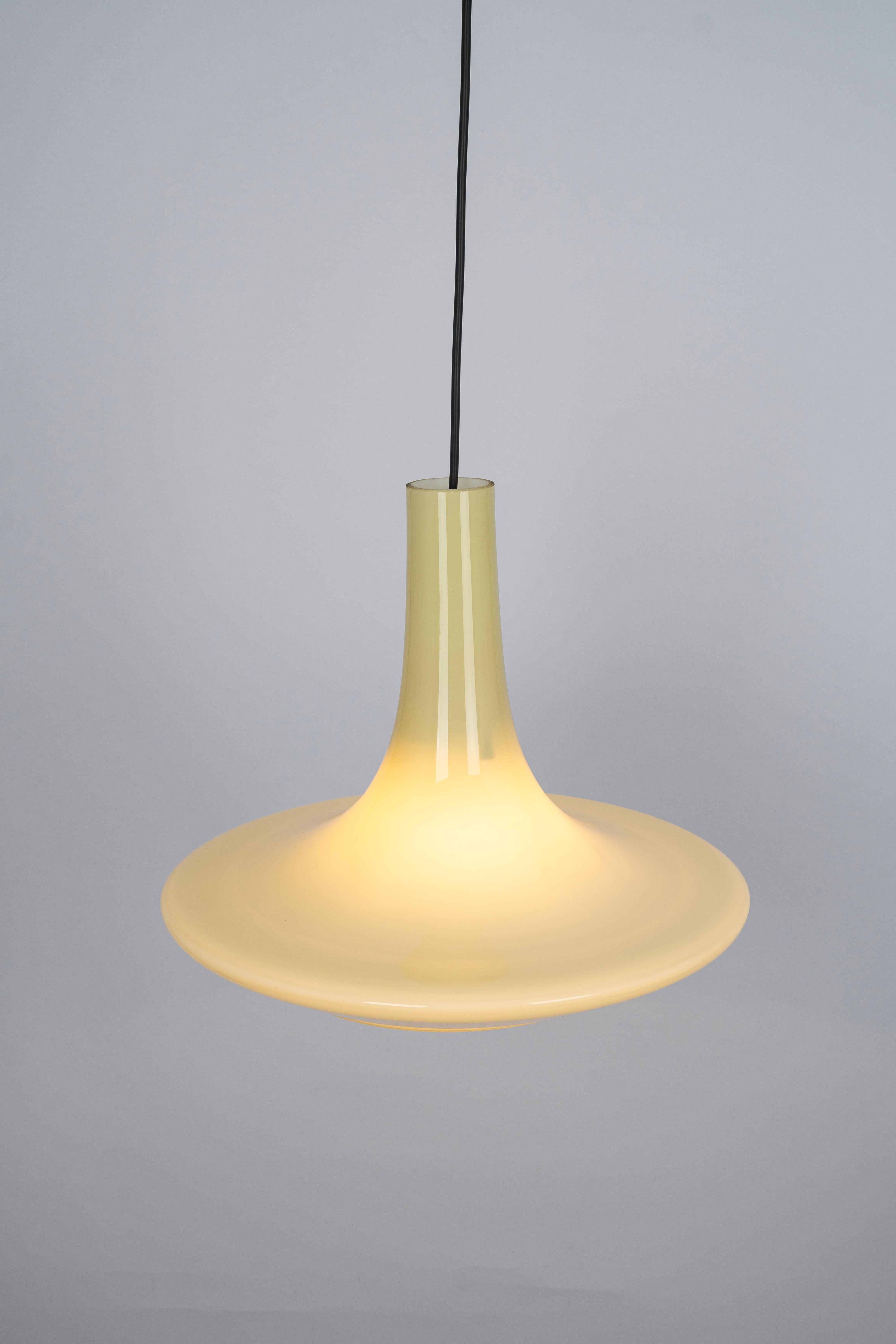 Mid-Century Modern Wonderful Opal Glass Pendant Light, Peill & Putzler, Germany, 1970s For Sale