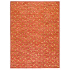 Wunderschöner orangefarbener Teppich mit speziellem Design Zeitgenössischer amerikanischer Hakenteppich