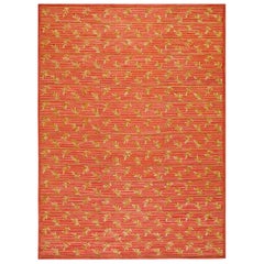 Wonderful Orange Color with Special Design Contemporary American Hooked Rug
