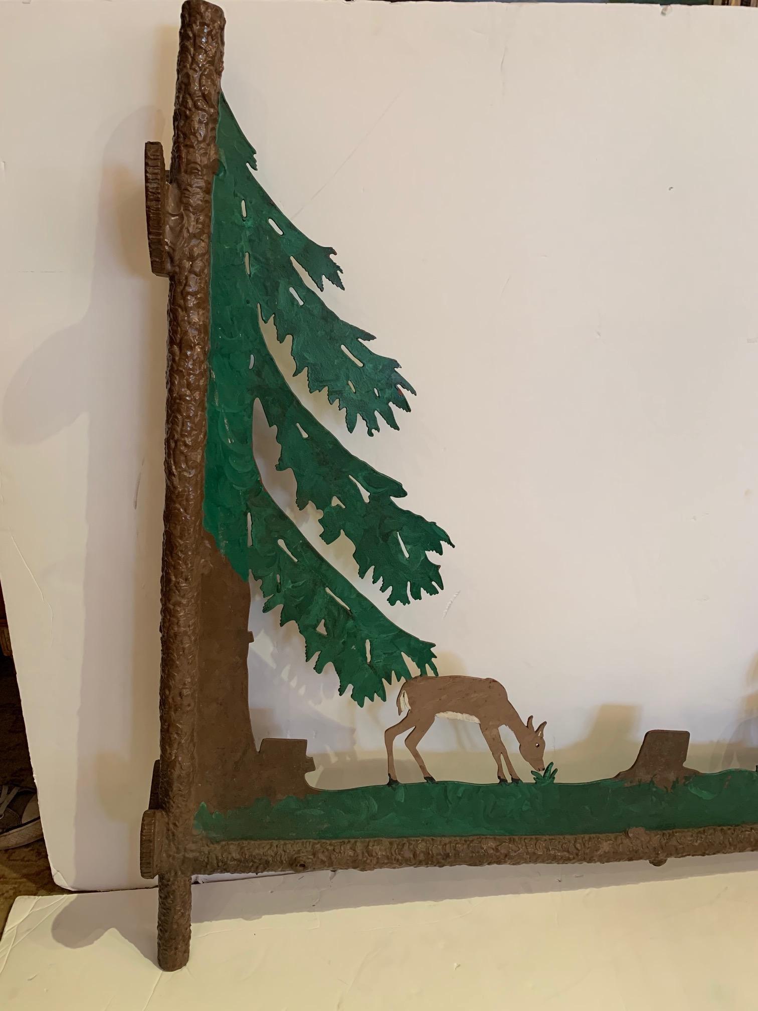 Wonderful Painted Two Sided Iron Sign with Bucolic Deer 2
