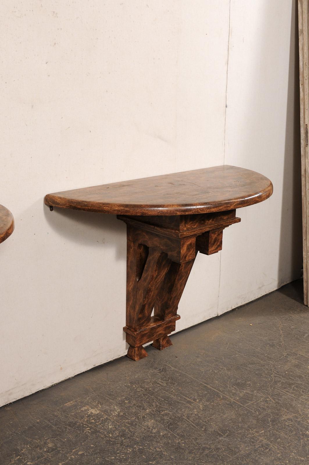 Wonderful Pair 19th C. Architectural Fragment Wall Consoles w/Faux Burl Finish For Sale 6