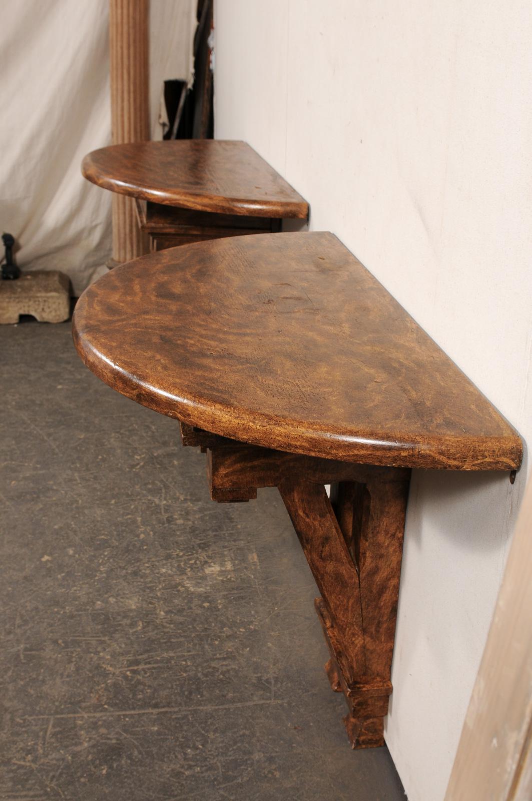 Wonderful Pair 19th C. Architectural Fragment Wall Consoles w/Faux Burl Finish For Sale 7