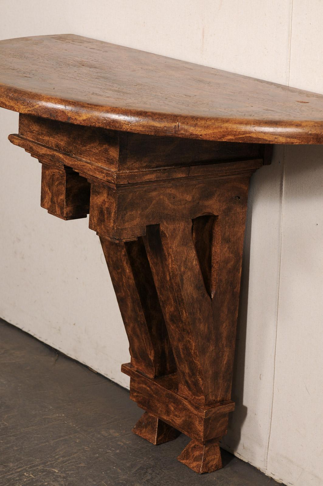 Wonderful Pair 19th C. Architectural Fragment Wall Consoles w/Faux Burl Finish For Sale 2