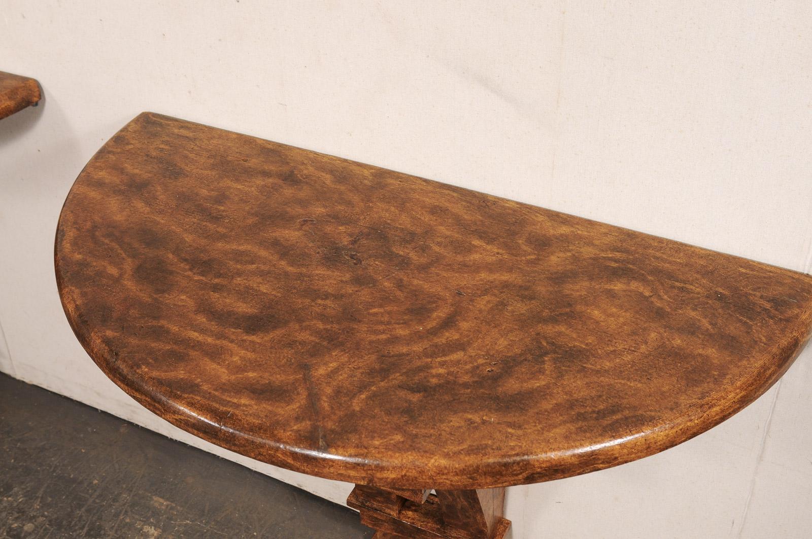 Wonderful Pair 19th C. Architectural Fragment Wall Consoles w/Faux Burl Finish For Sale 3