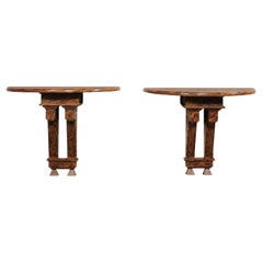 Wonderful Pair 19th C. Architectural Fragment Wall Consoles w/Faux Burl Finish