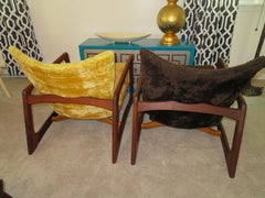 Wonderful Pair of Adrian Pearsall Sculptural Walnut Lounge Chairs plus Ottoman