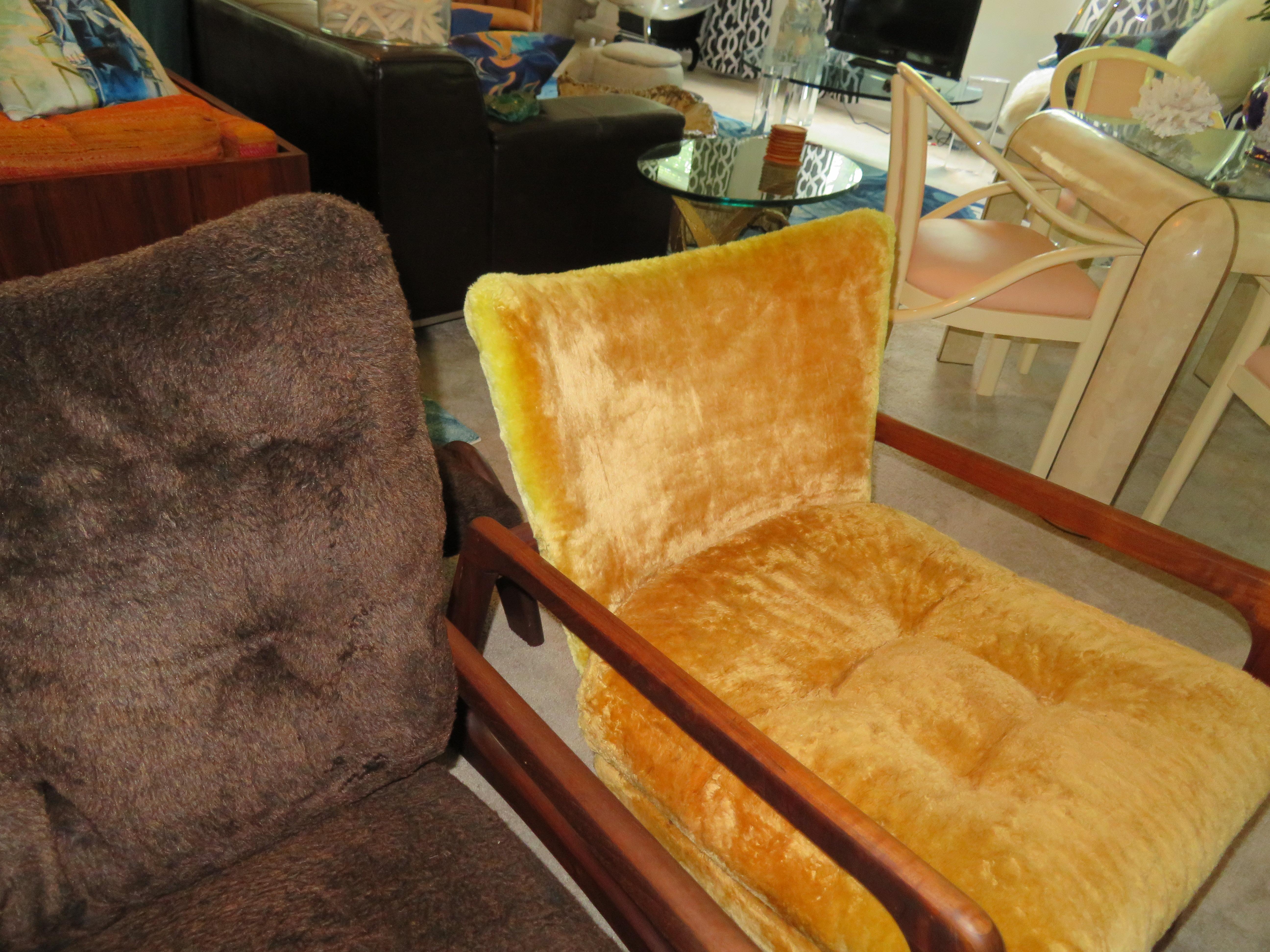 Wonderful Pair of Adrian Pearsall Sculptural Walnut Lounge Chairs plus Ottoman In Good Condition For Sale In Pemberton, NJ