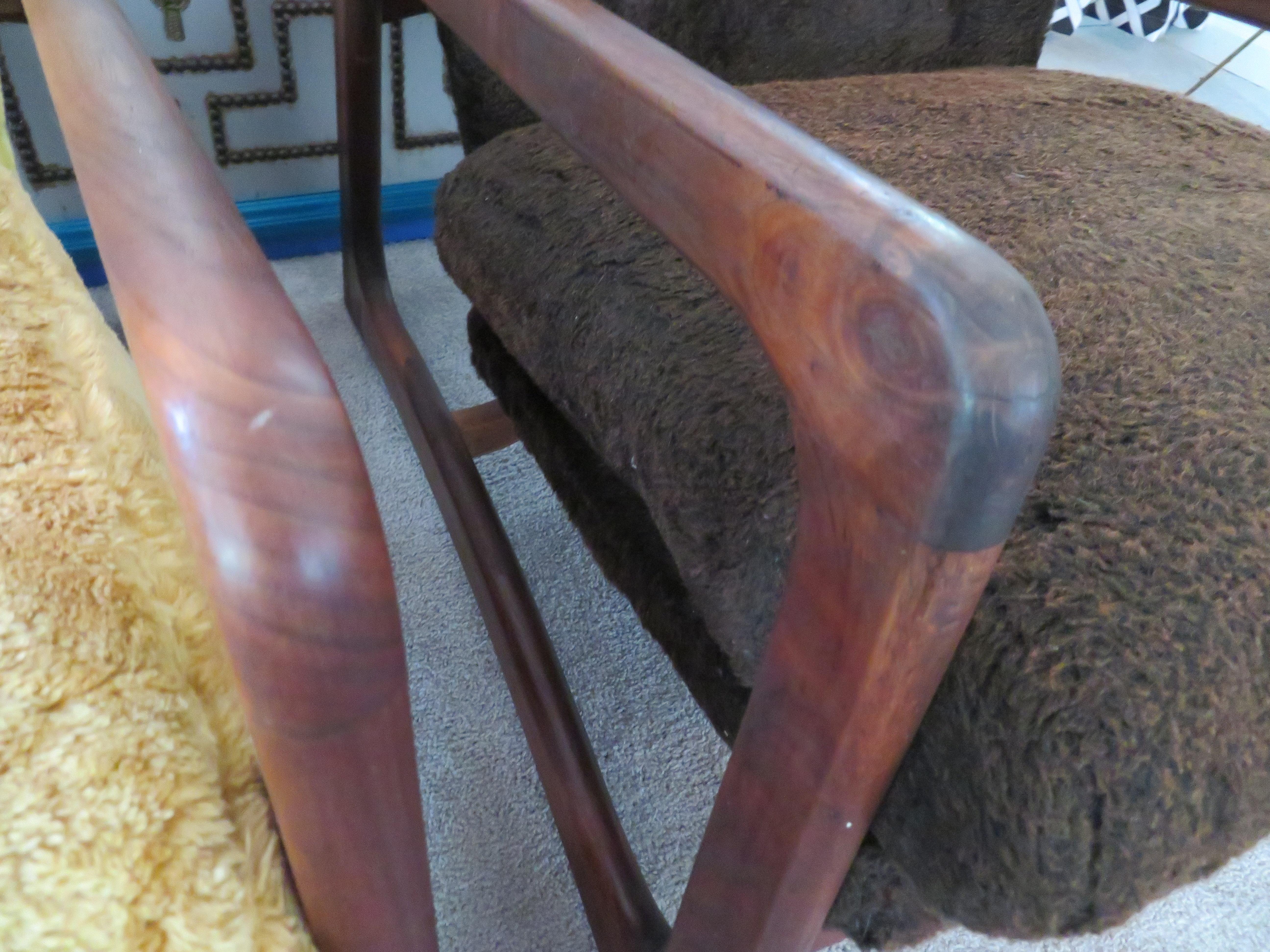 Upholstery Wonderful Pair of Adrian Pearsall Sculptural Walnut Lounge Chairs plus Ottoman For Sale