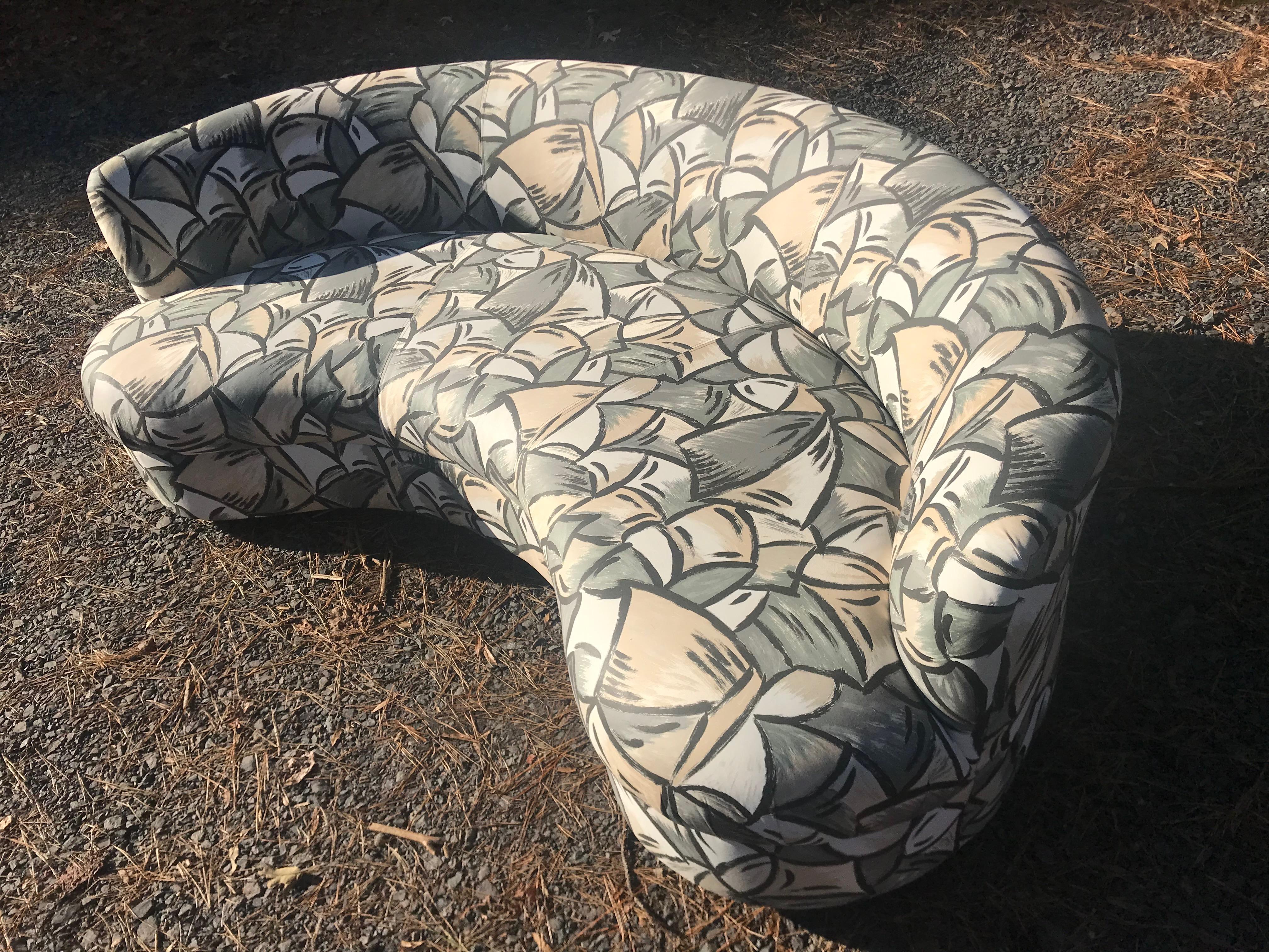 Upholstery Wonderful Pair Adrian Pearsall Style Kidney Curved Shape Sofa Mid-Century Modern