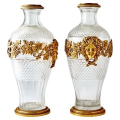 Wonderful Pair Baccarat Bronze Ormolu Mounted Filigree Bacchus Crystal Vases