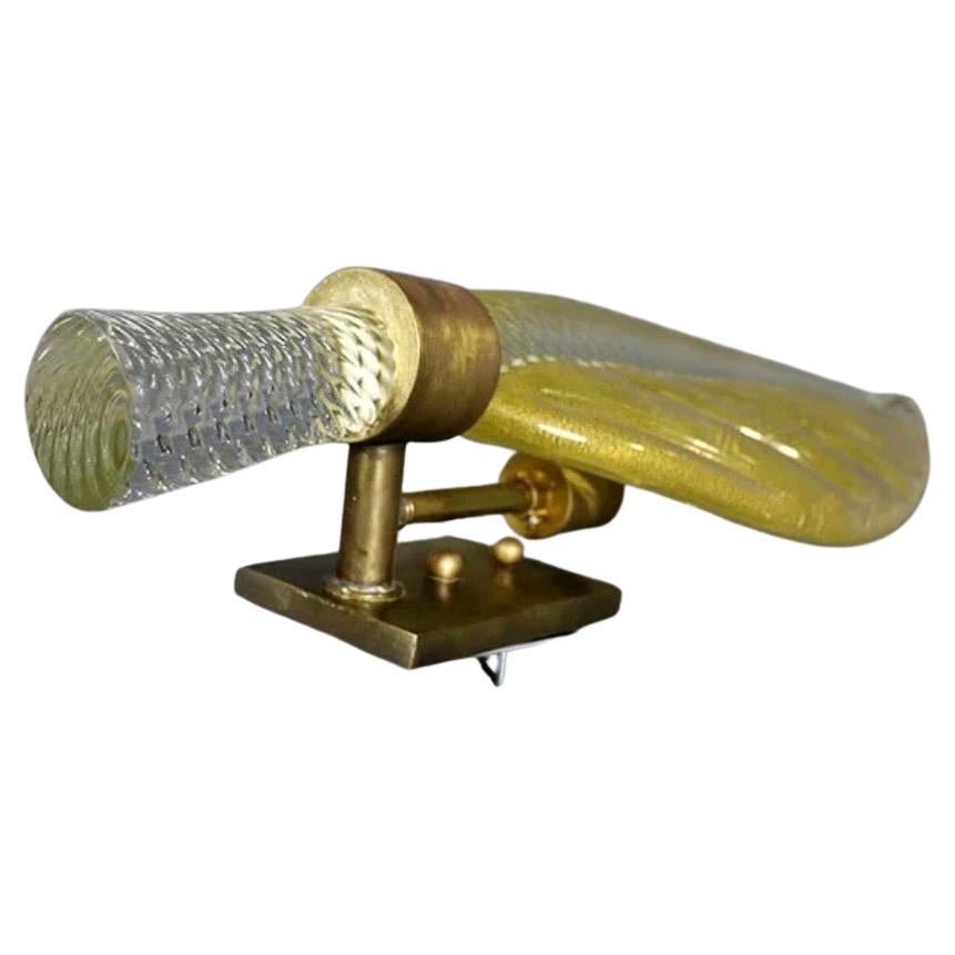 Meravigliosa coppia di Barovier&Toso, lampade in ottone in vetro soffiato a foglia grande di Murano in vendita 2