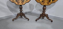 Wonderful Pair Black Forest Inlaid Lamp Tables