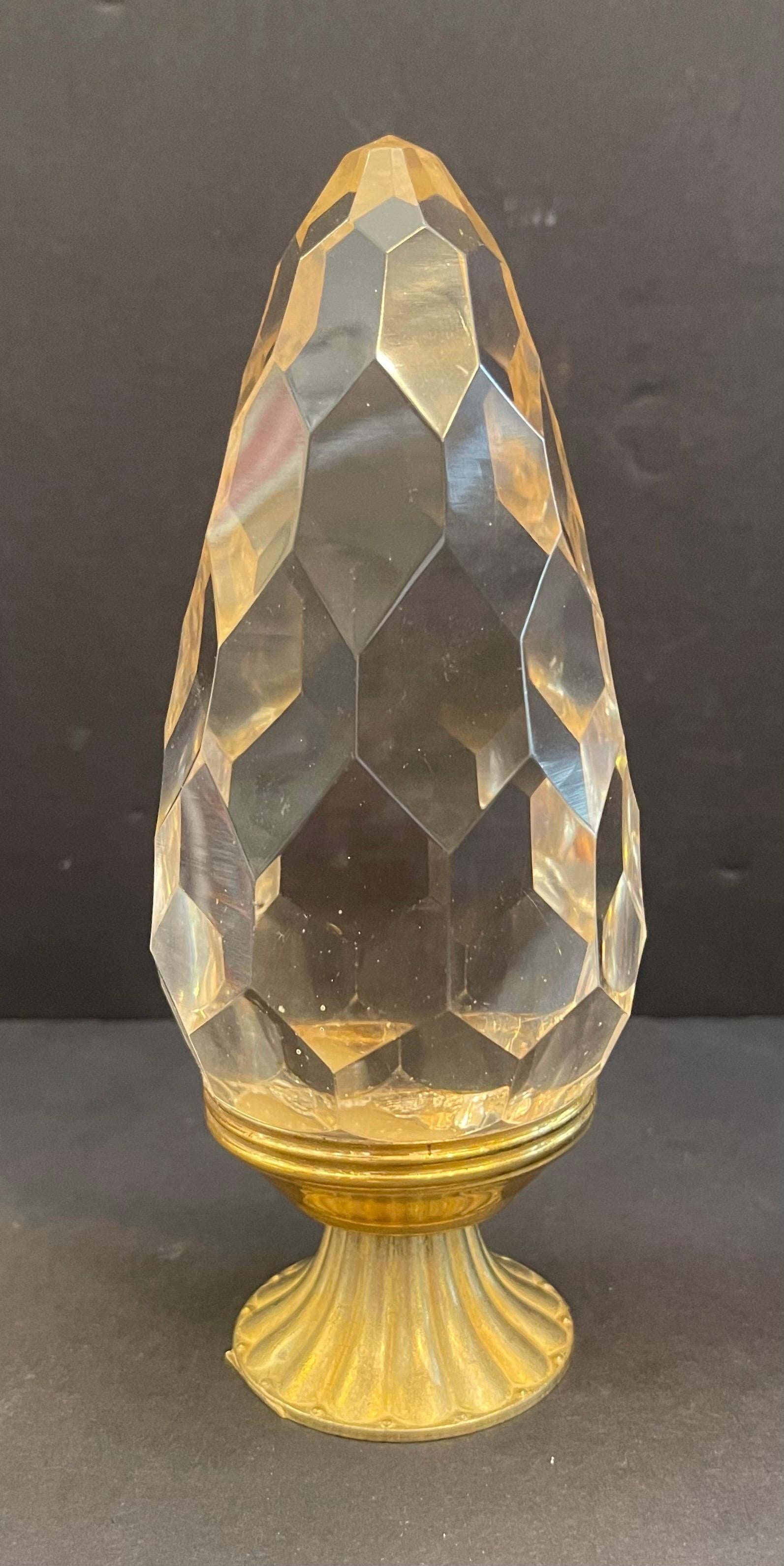 Regency Wonderful Pair Boule d'Escalier Honeycomb Crystal Banister Newel Post Finials