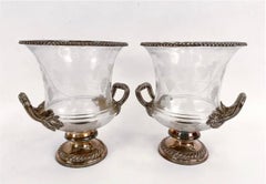Wonderful Pair Crystal Silver Plated Van Bergh Champagne Wine Cooler Ice Buckets