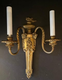 Wonderful Pair E. F. Caldwell Neoclassical Bronze Urn Touchier Two-Arm Sconces